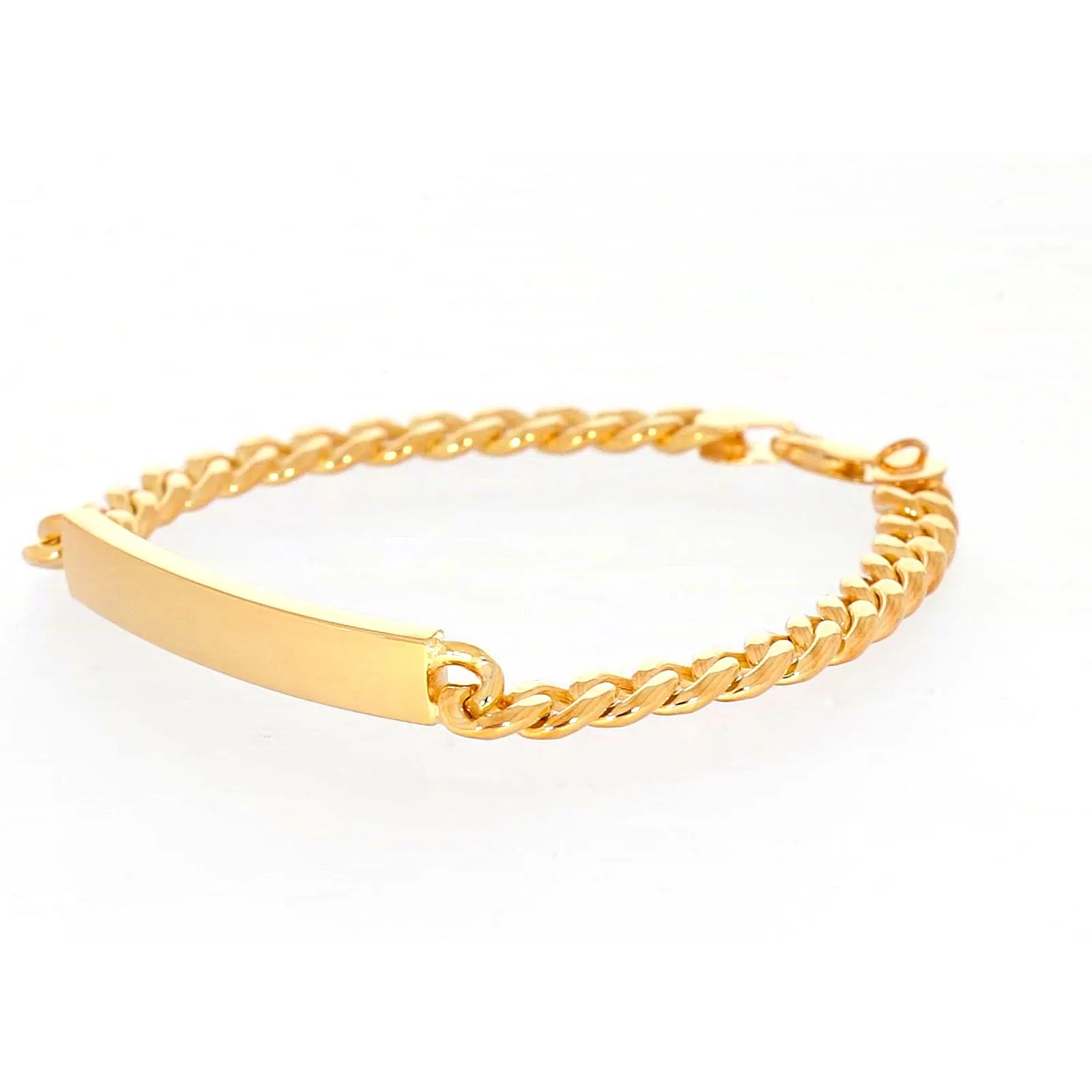 9ct Yellow Gold Silver Filled 21cm Curb Bracelet with ID Bar