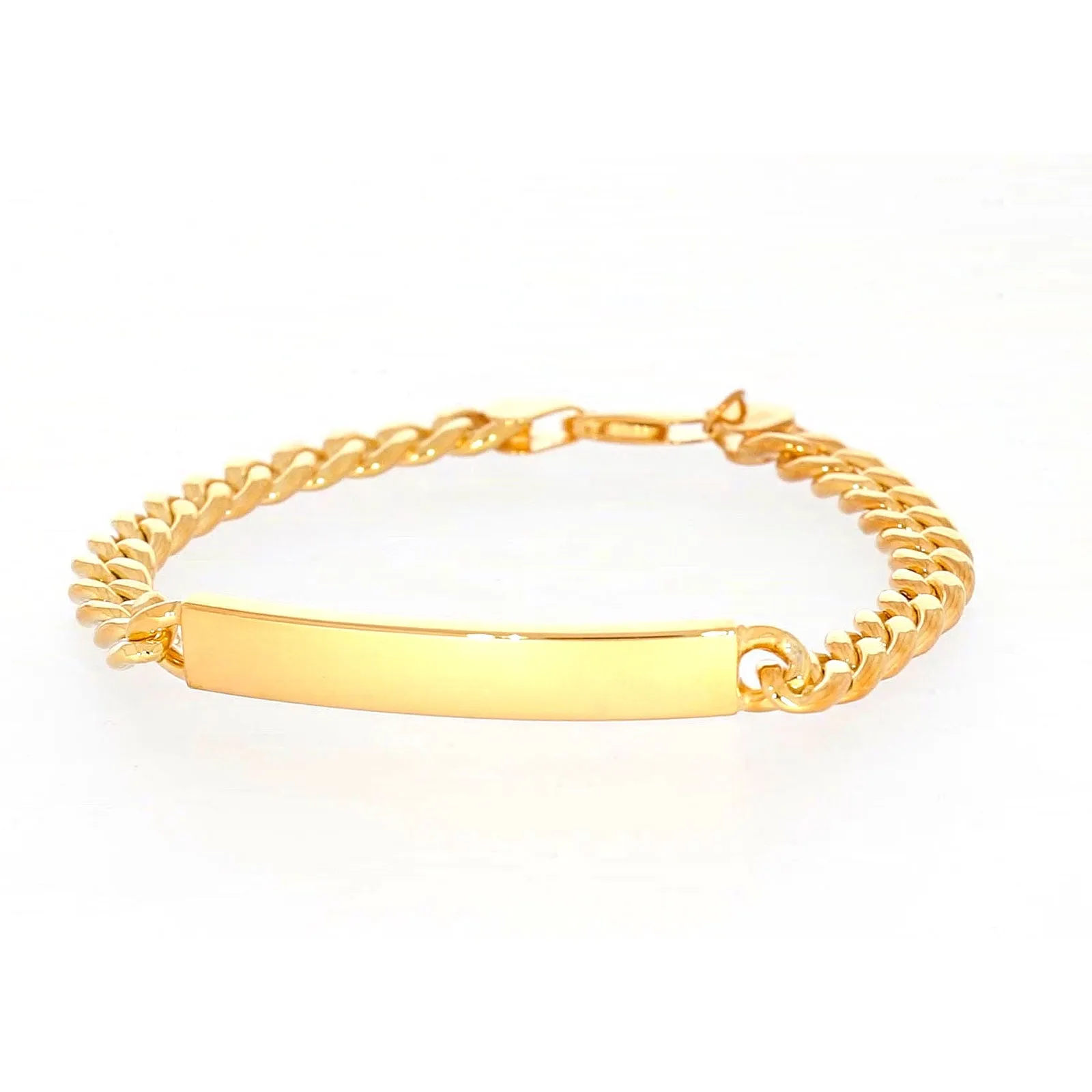 9ct Yellow Gold Silver Filled 21cm Curb Bracelet with ID Bar