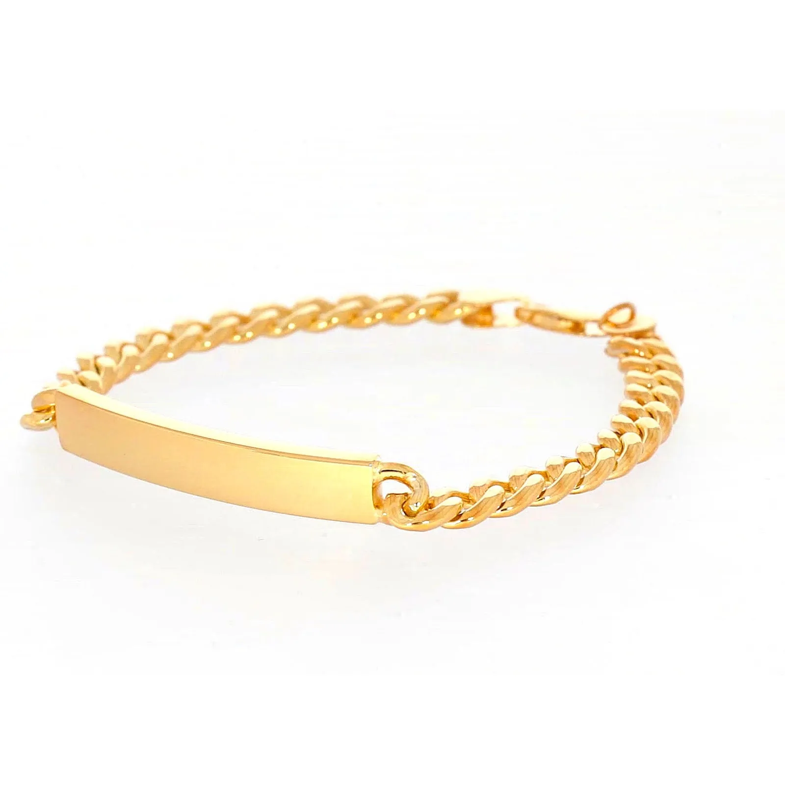 9ct Yellow Gold Silver Filled 21cm Curb Bracelet with ID Bar