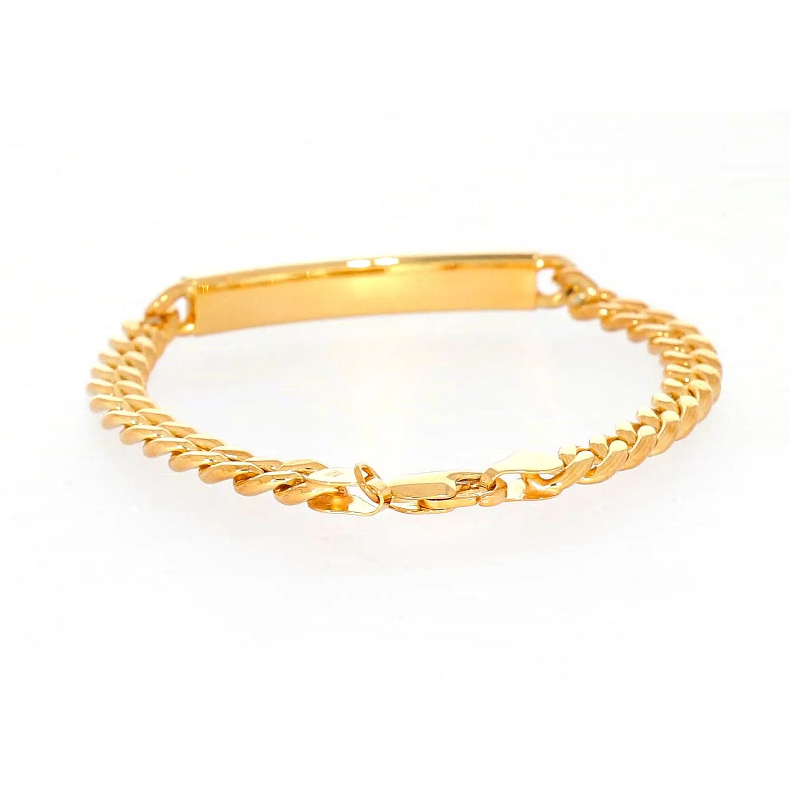9ct Yellow Gold Silver Filled 21cm Curb Bracelet with ID Bar