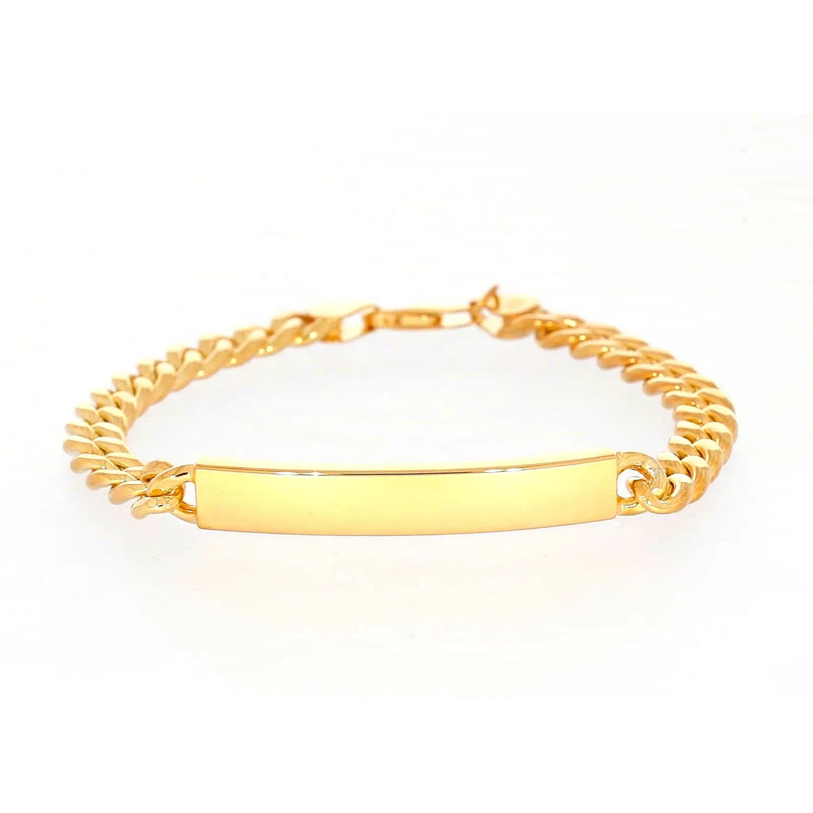 9ct Yellow Gold Silver Filled 21cm Curb Bracelet with ID Bar