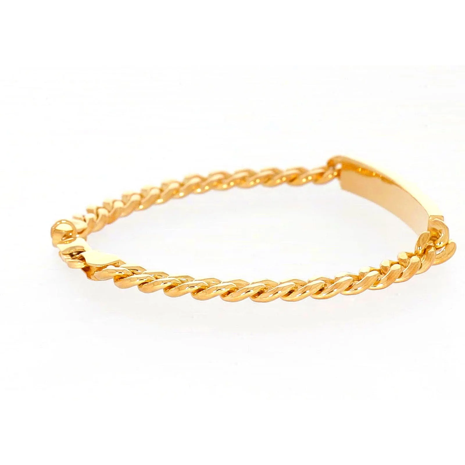 9ct Yellow Gold Silver Filled 21cm Curb Bracelet with ID Bar