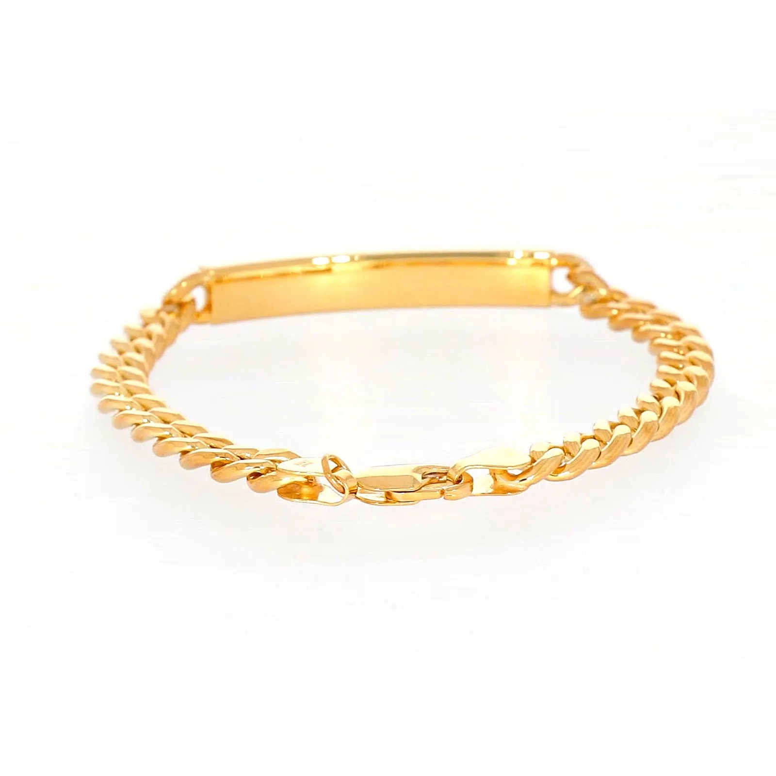 9ct Yellow Gold Silver Filled 21cm Curb Bracelet with ID Bar