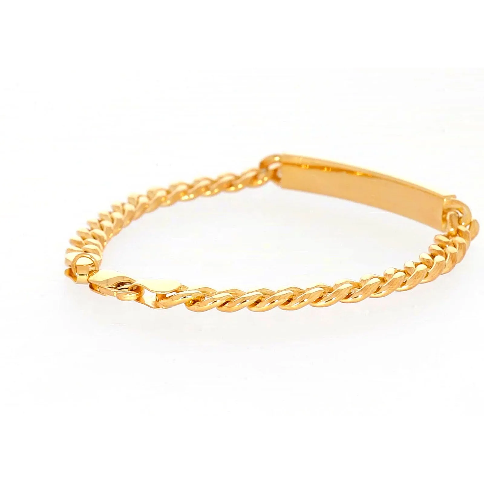 9ct Yellow Gold Silver Filled 21cm Curb Bracelet with ID Bar