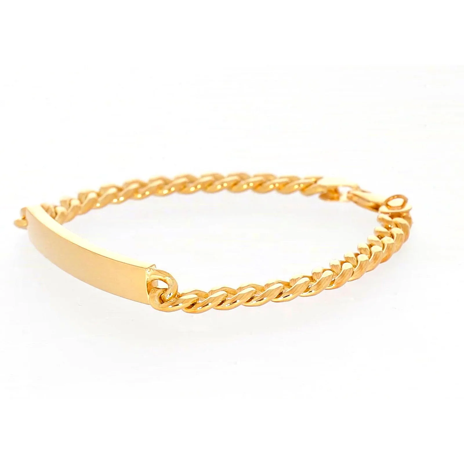 9ct Yellow Gold Silver Filled 21cm Curb Bracelet with ID Bar