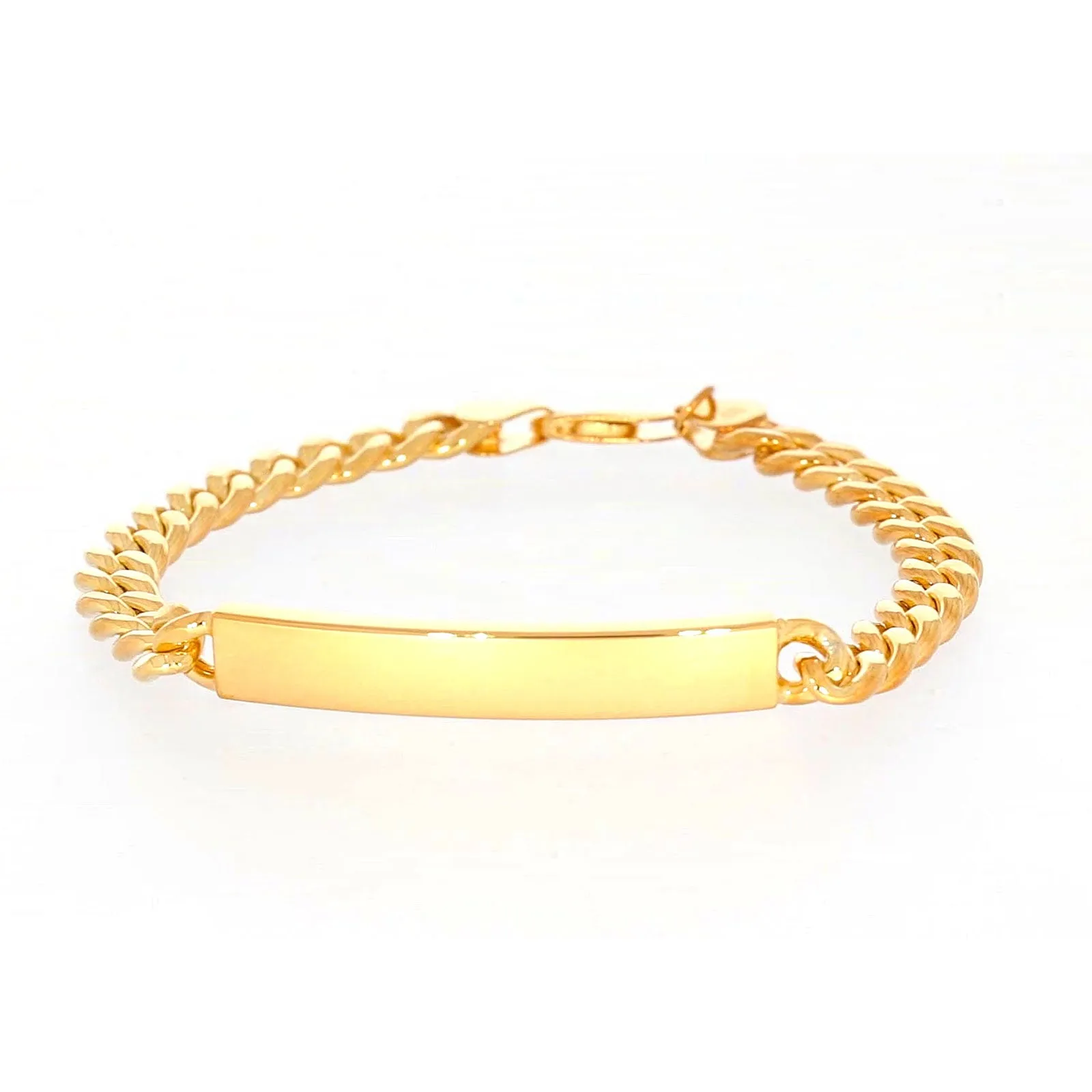 9ct Yellow Gold Silver Filled 21cm Curb Bracelet with ID Bar