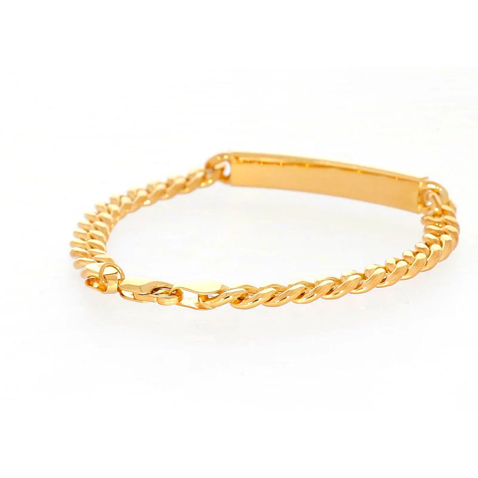 9ct Yellow Gold Silver Filled 21cm Curb Bracelet with ID Bar