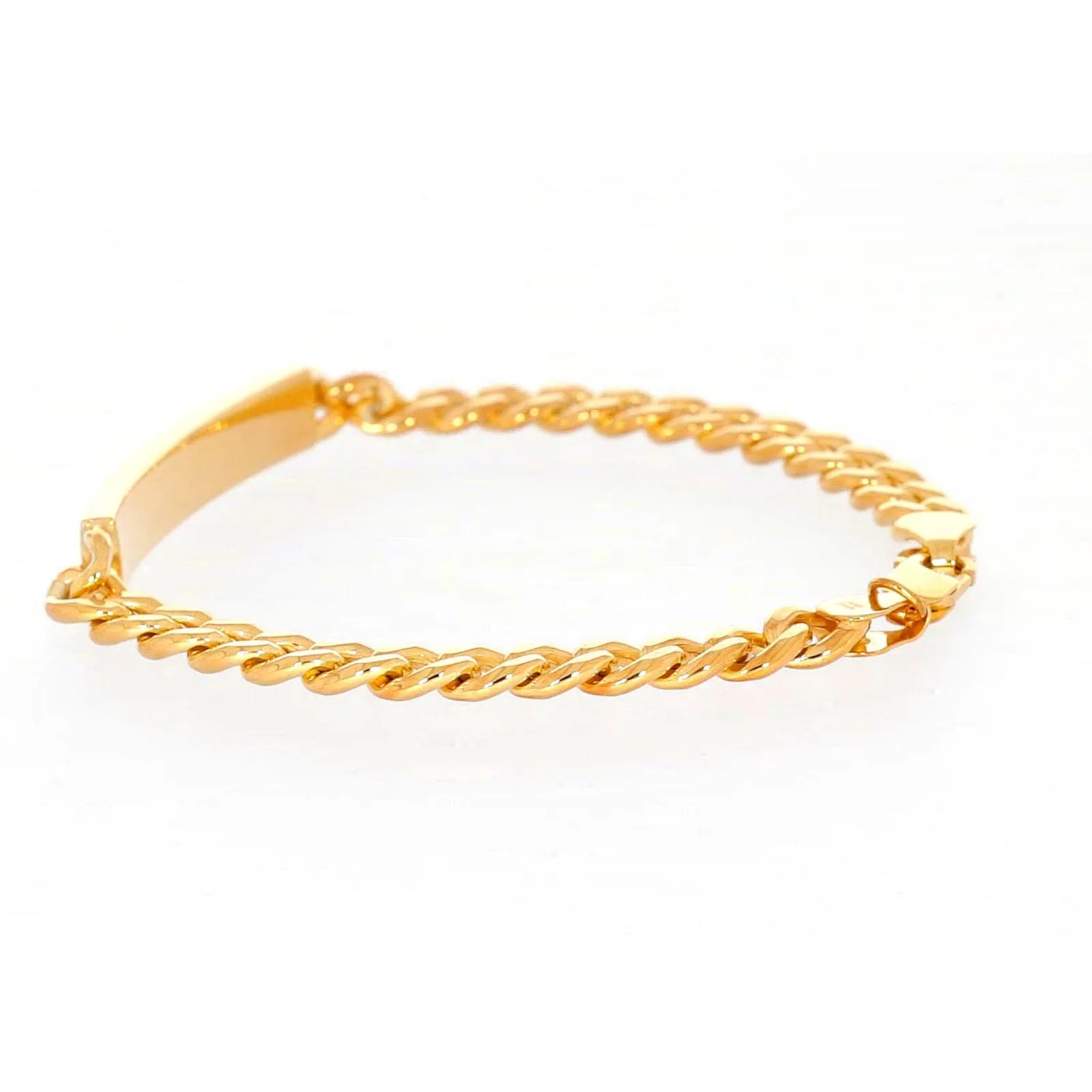 9ct Yellow Gold Silver Filled 21cm Curb Bracelet with ID Bar