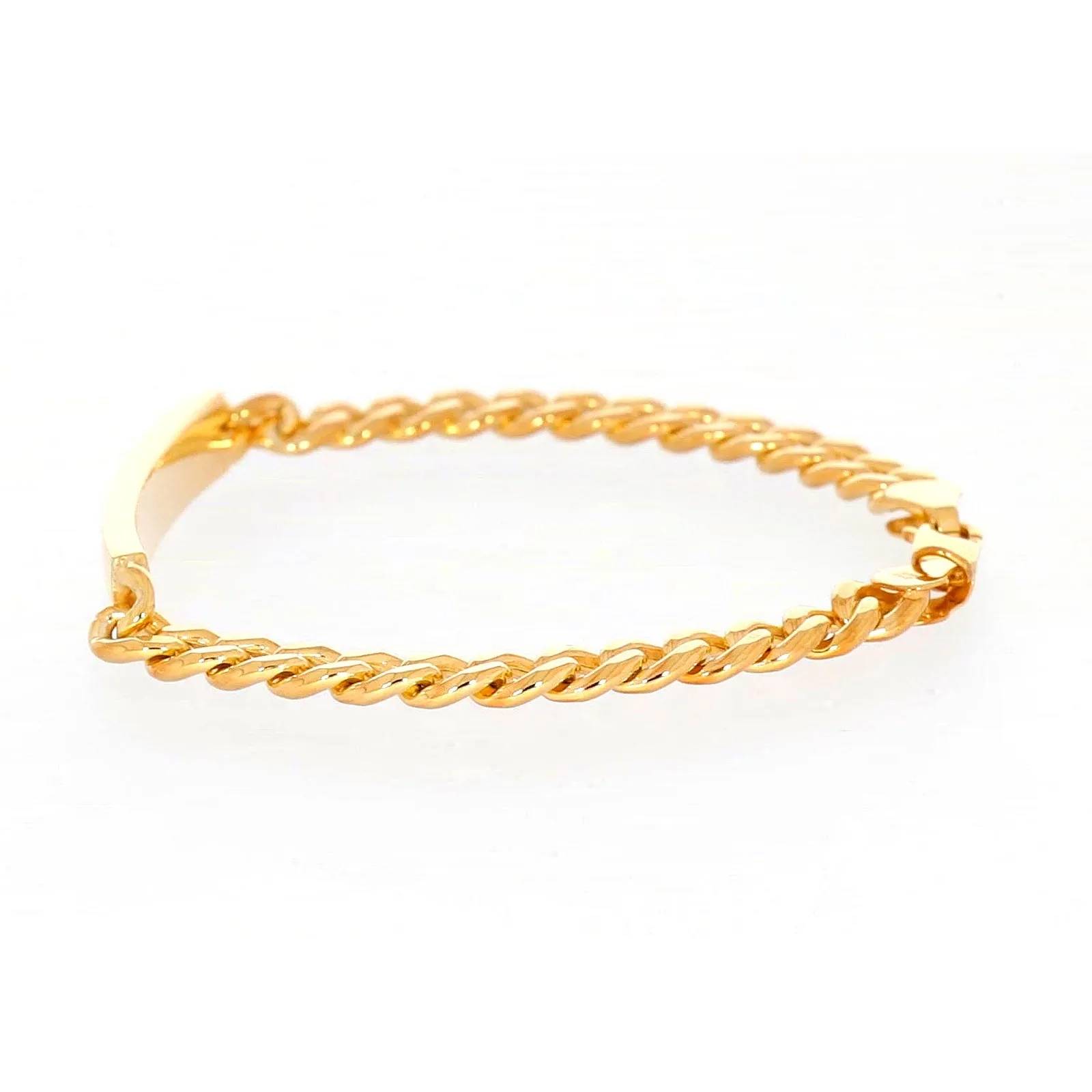 9ct Yellow Gold Silver Filled 21cm Curb Bracelet with ID Bar