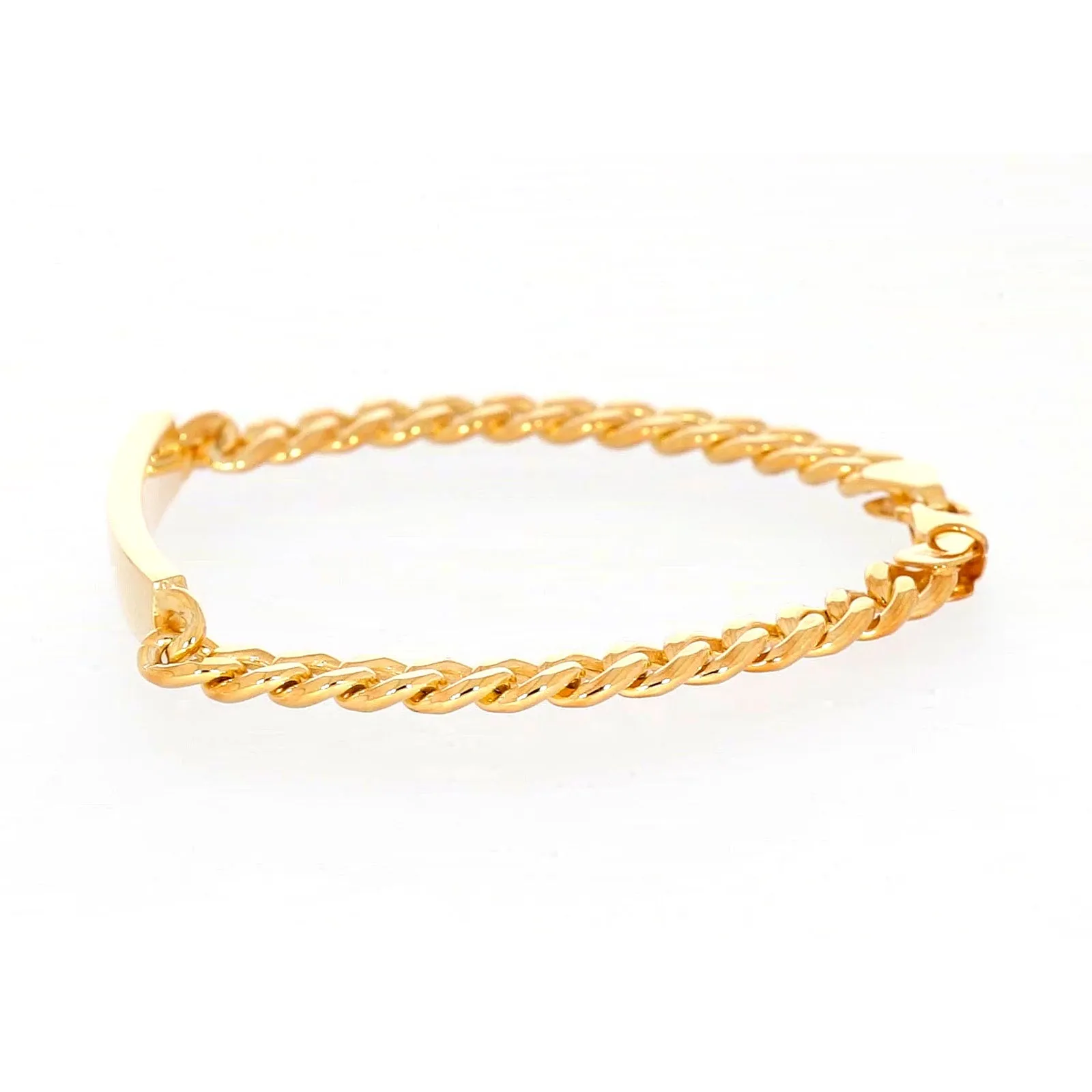 9ct Yellow Gold Silver Filled 21cm Curb Bracelet with ID Bar