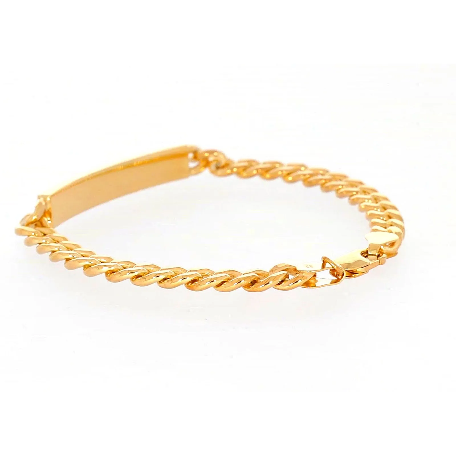 9ct Yellow Gold Silver Filled 21cm Curb Bracelet with ID Bar