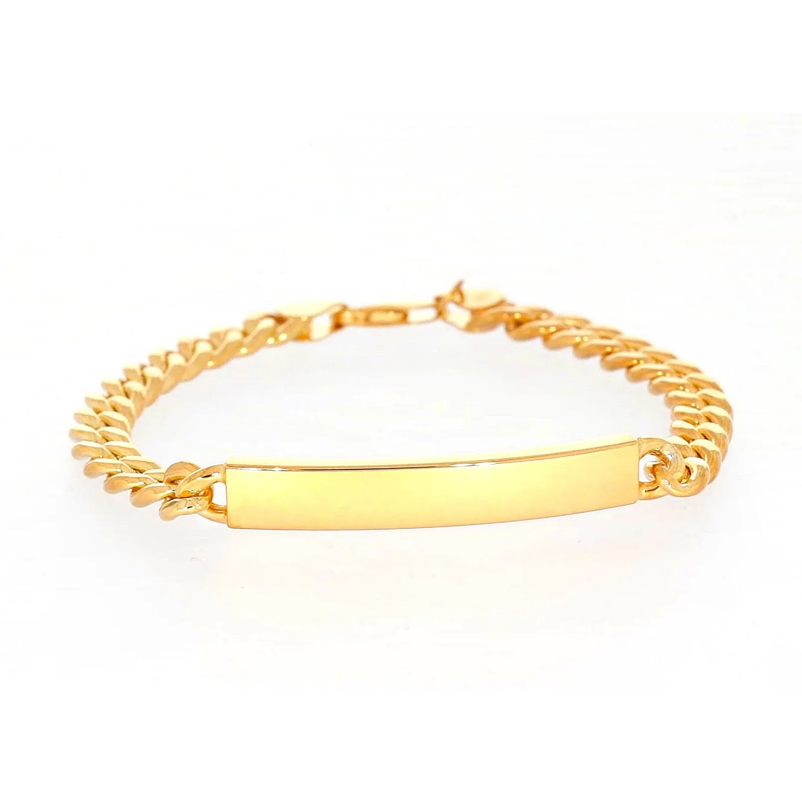 9ct Yellow Gold Silver Filled 21cm Curb Bracelet with ID Bar