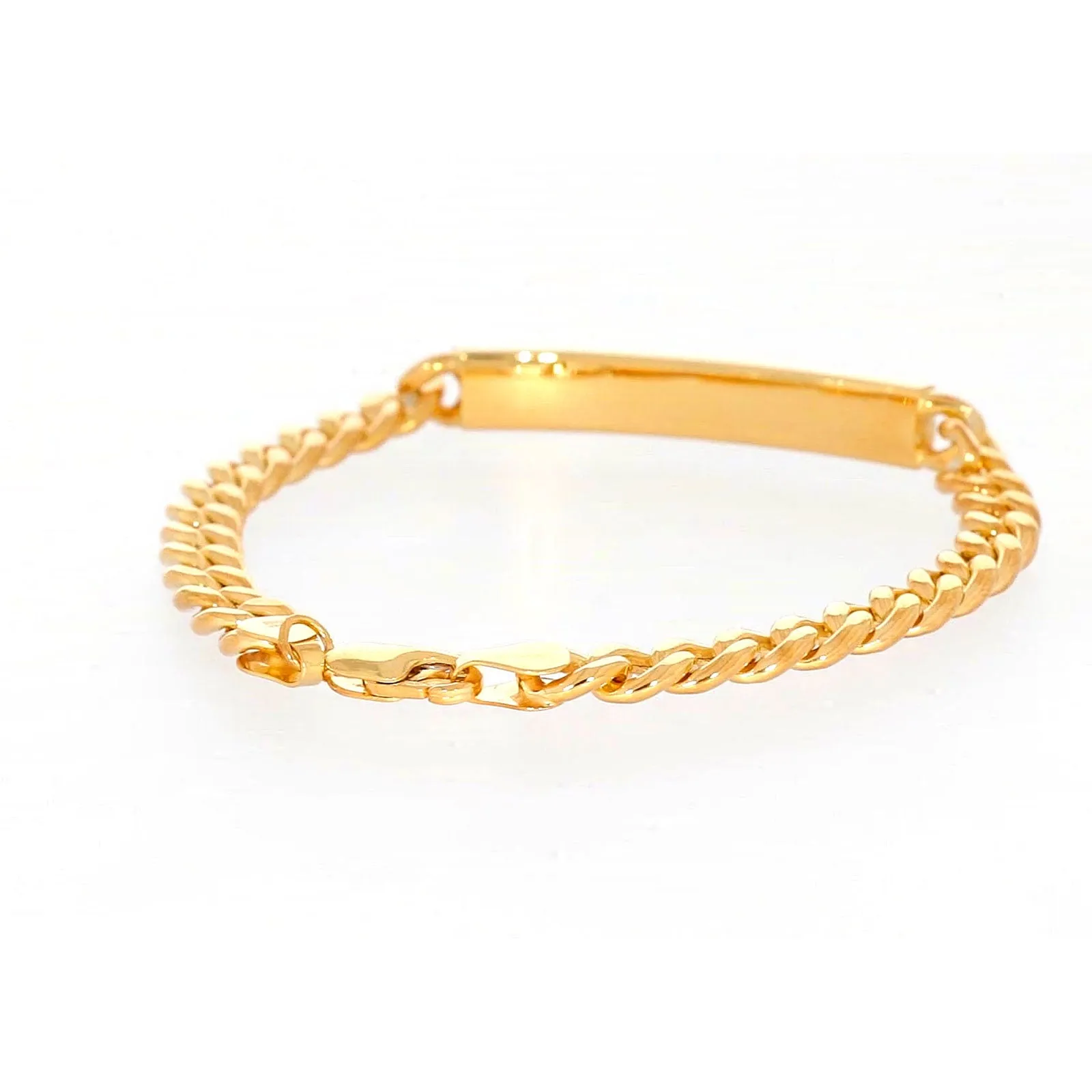 9ct Yellow Gold Silver Filled 21cm Curb Bracelet with ID Bar