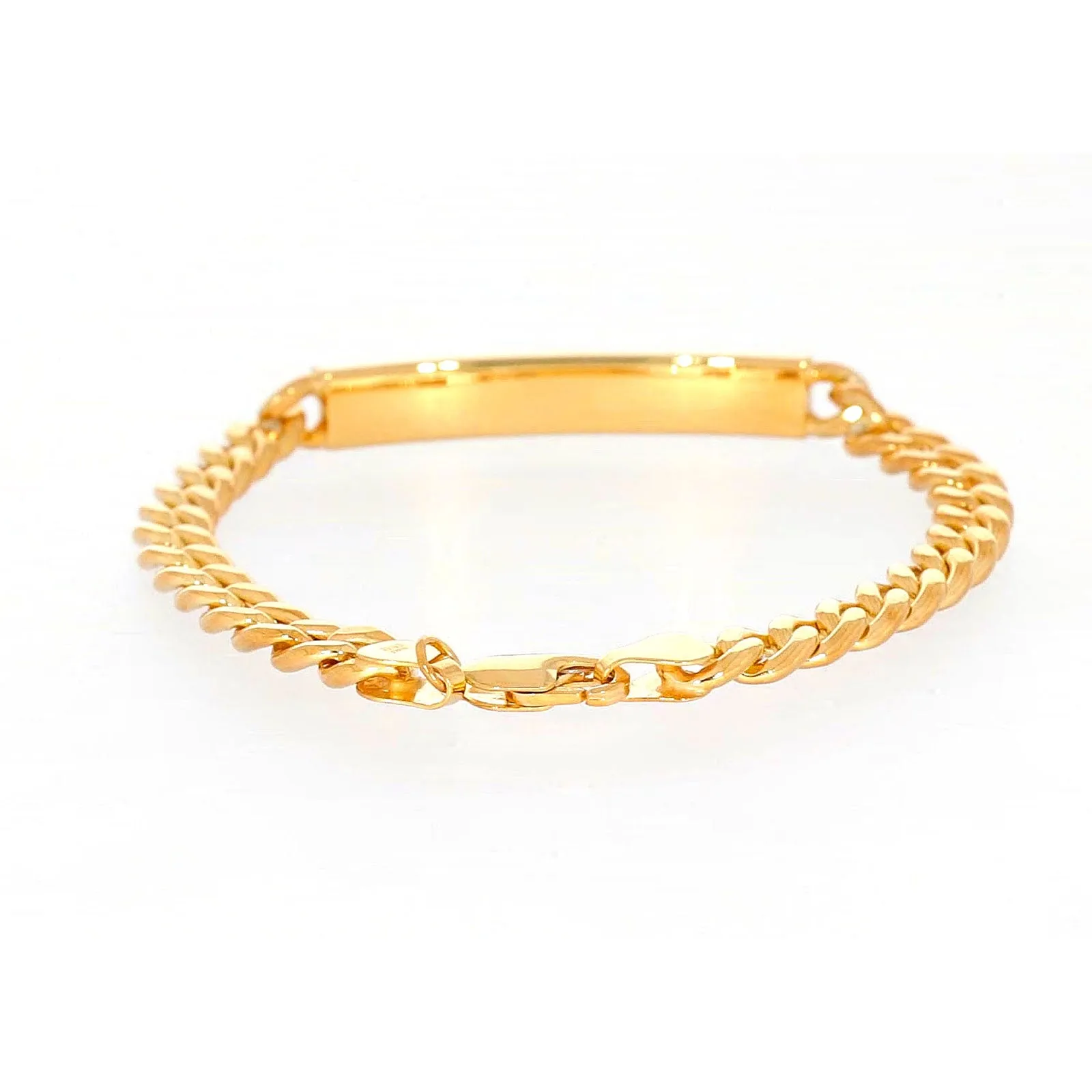 9ct Yellow Gold Silver Filled 21cm Curb Bracelet with ID Bar