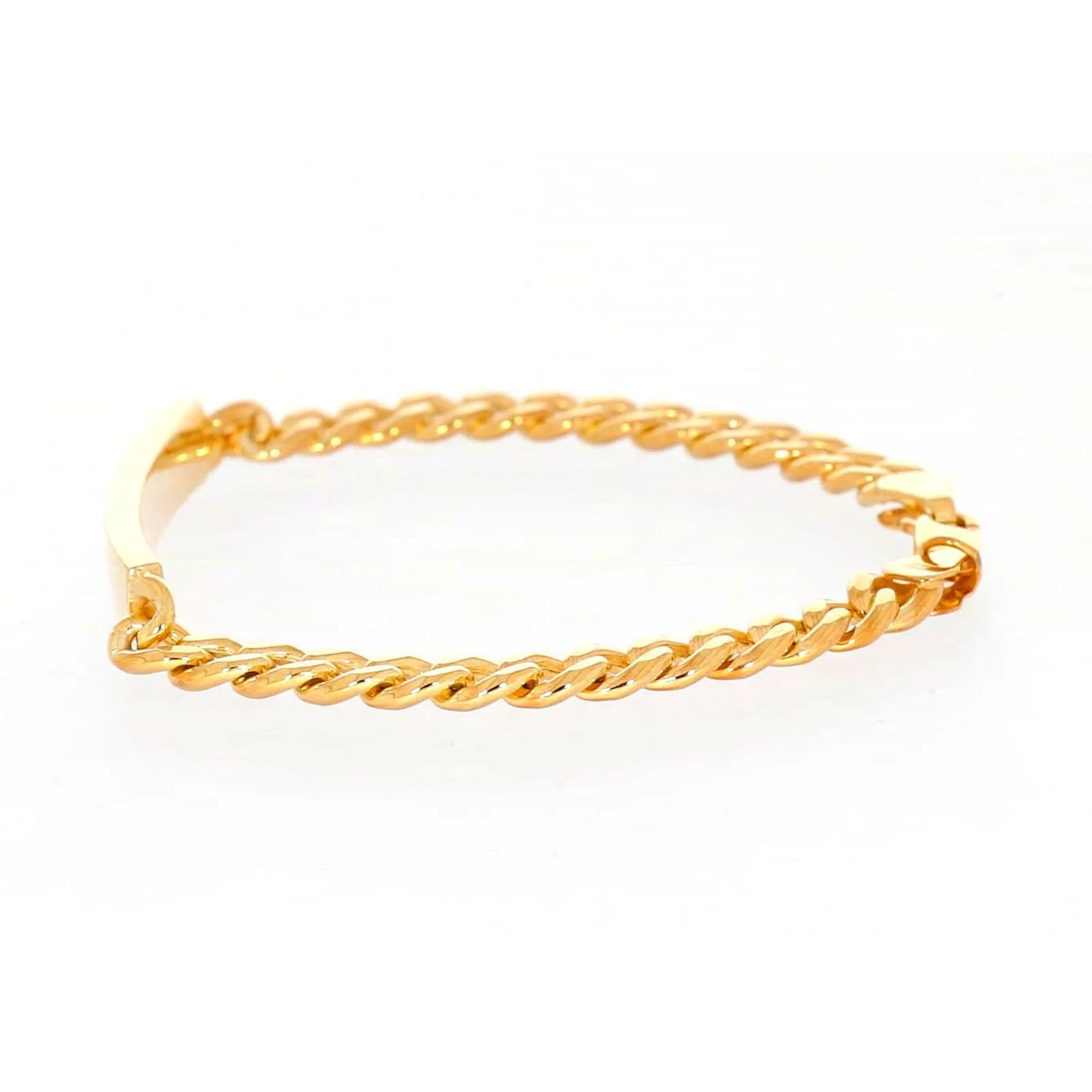9ct Yellow Gold Silver Filled 21cm Curb Bracelet with ID Bar