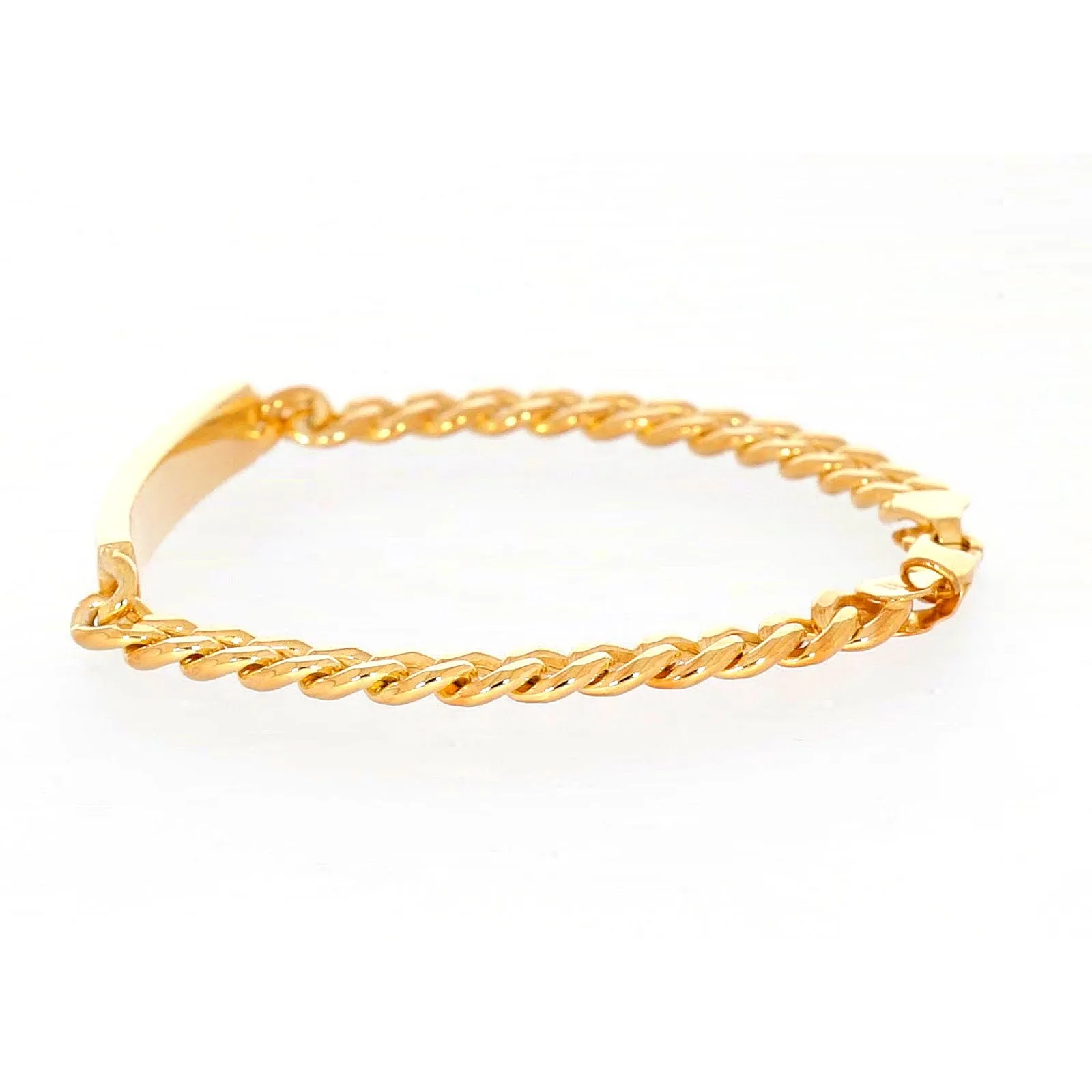 9ct Yellow Gold Silver Filled 21cm Curb Bracelet with ID Bar