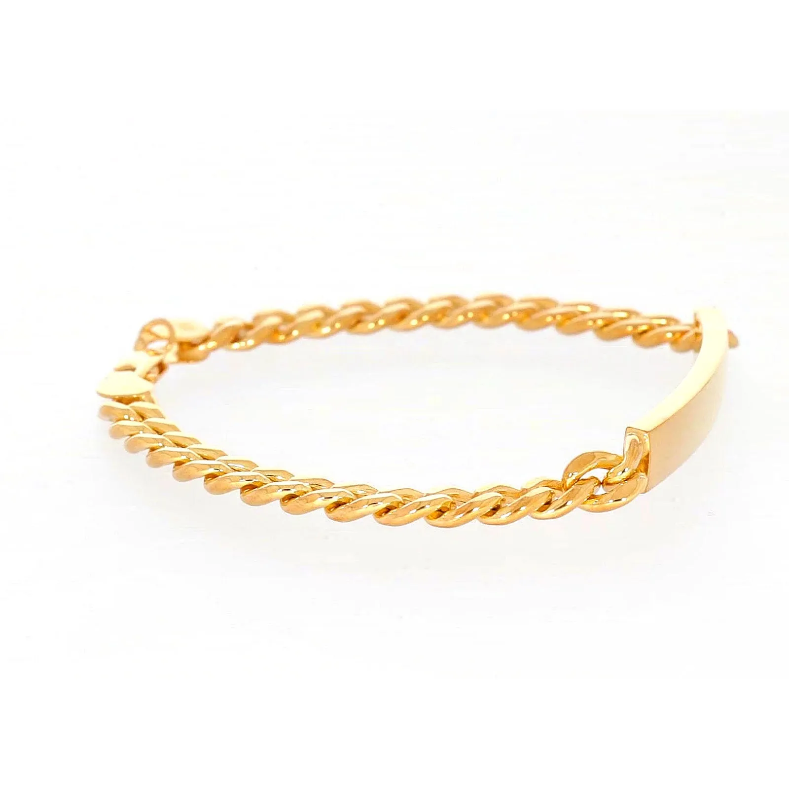9ct Yellow Gold Silver Filled 21cm Curb Bracelet with ID Bar
