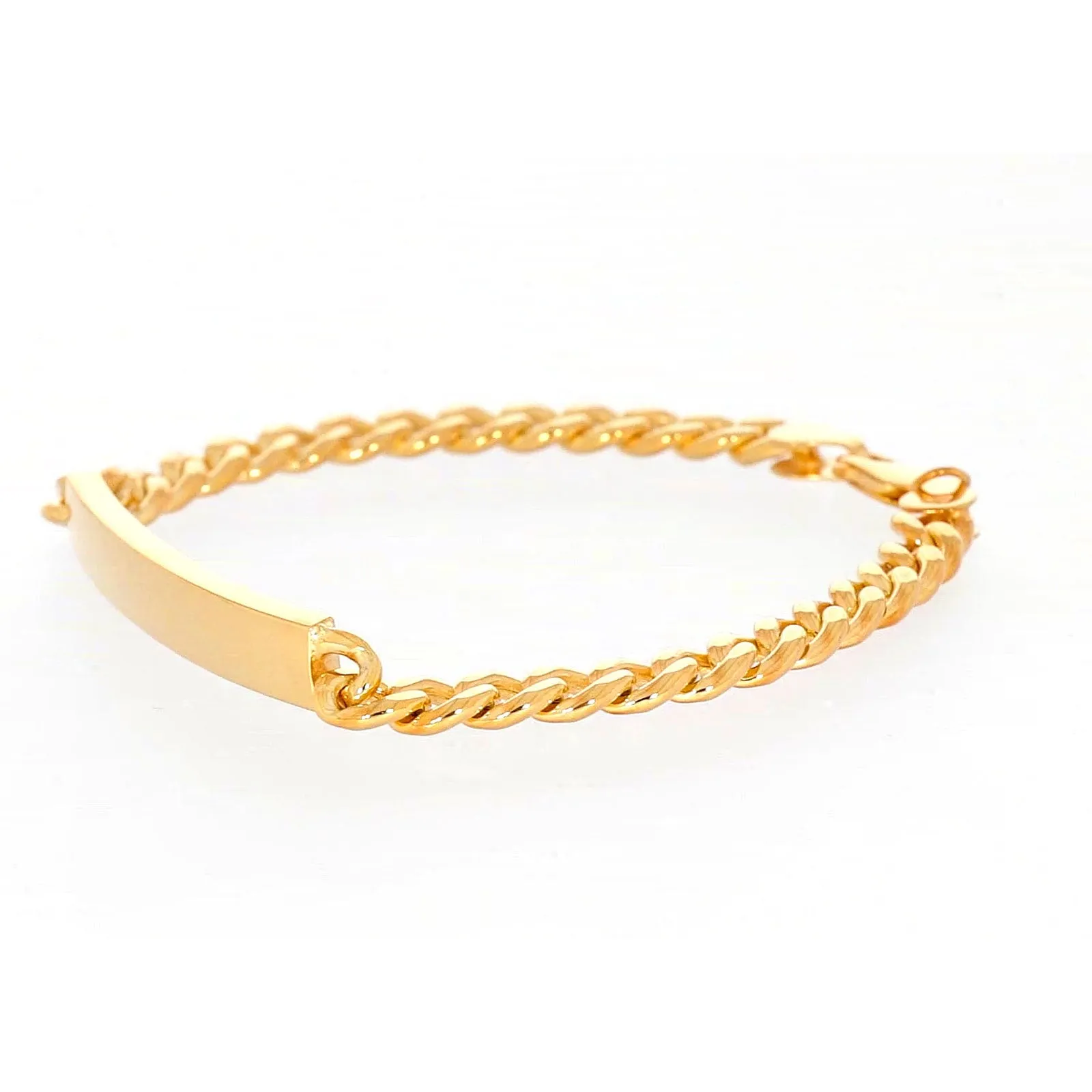 9ct Yellow Gold Silver Filled 21cm Curb Bracelet with ID Bar