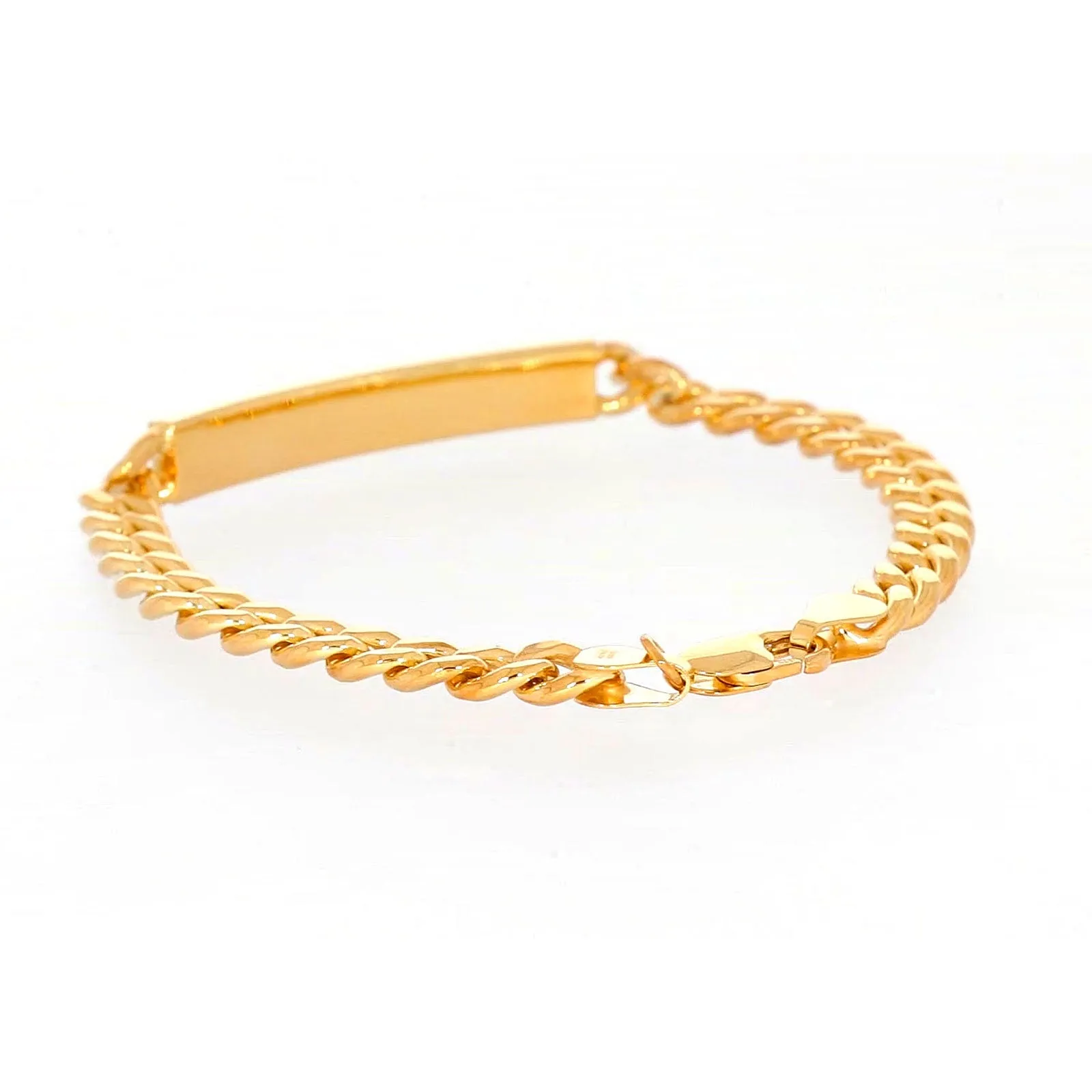 9ct Yellow Gold Silver Filled 21cm Curb Bracelet with ID Bar