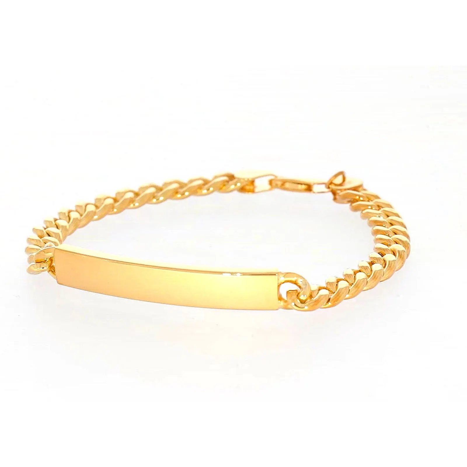 9ct Yellow Gold Silver Filled 21cm Curb Bracelet with ID Bar