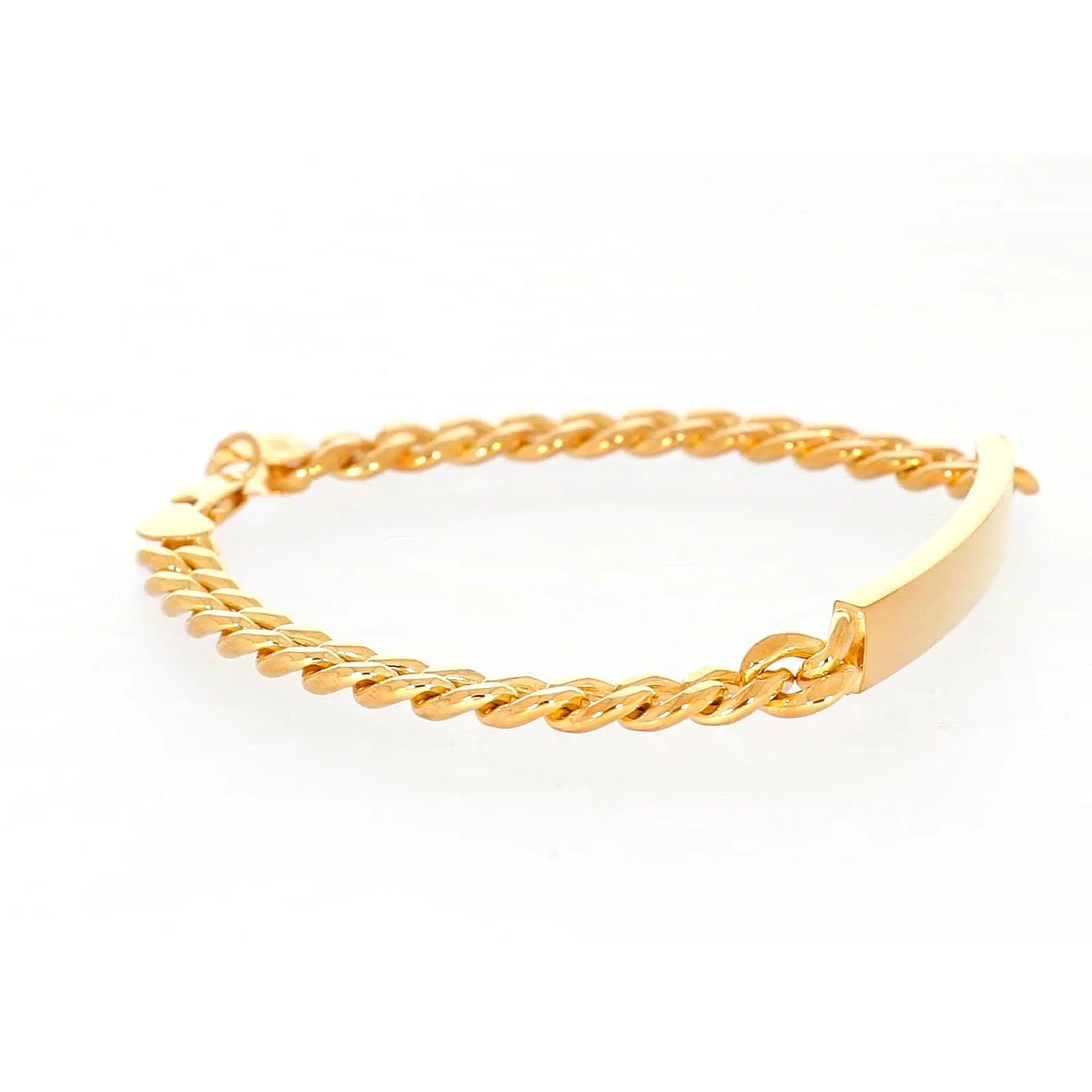 9ct Yellow Gold Silver Filled 21cm Curb Bracelet with ID Bar