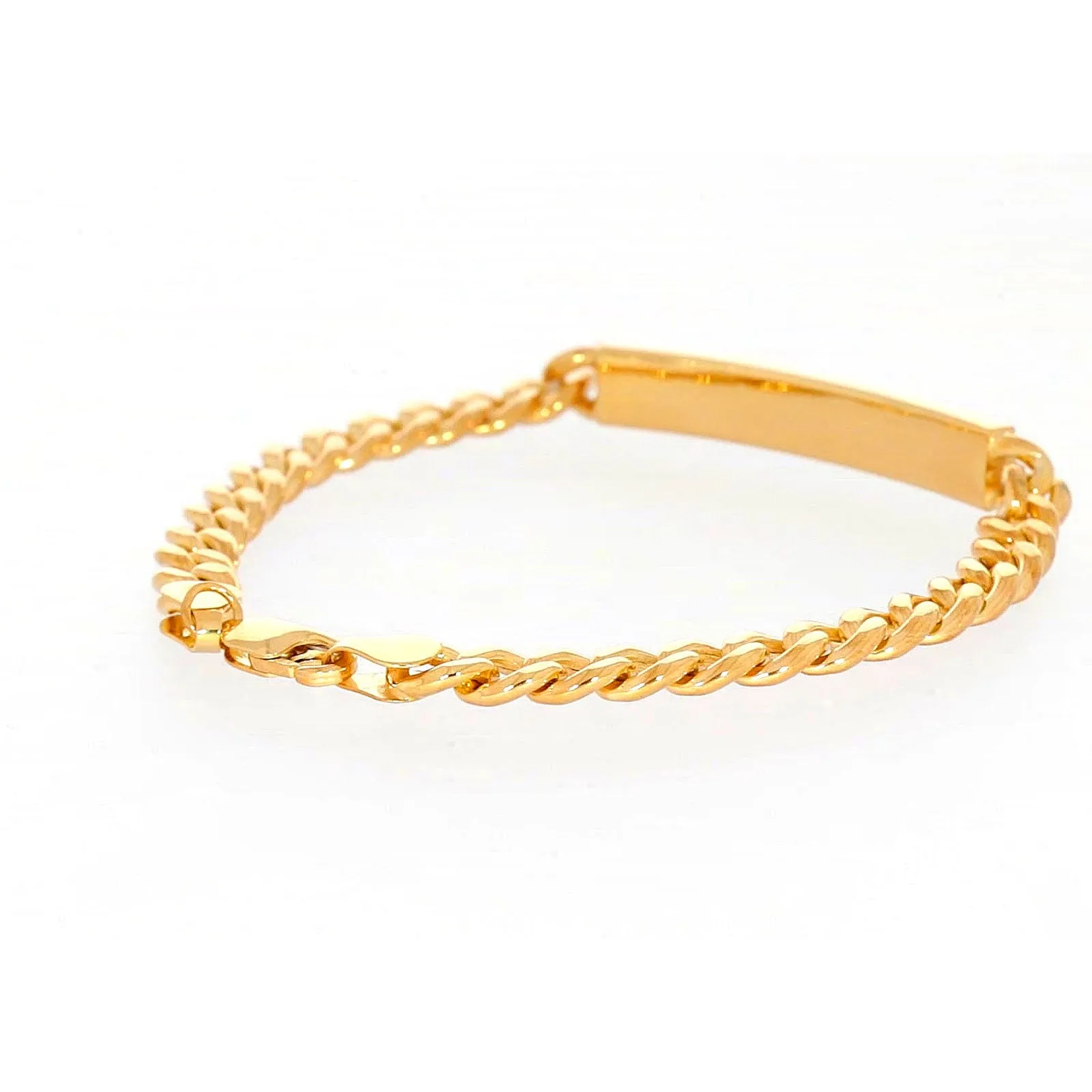 9ct Yellow Gold Silver Filled 21cm Curb Bracelet with ID Bar