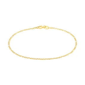 9ct Yellow Gold Silver Filled 25cm 1:3 Figaro 40 Gauge Anklet