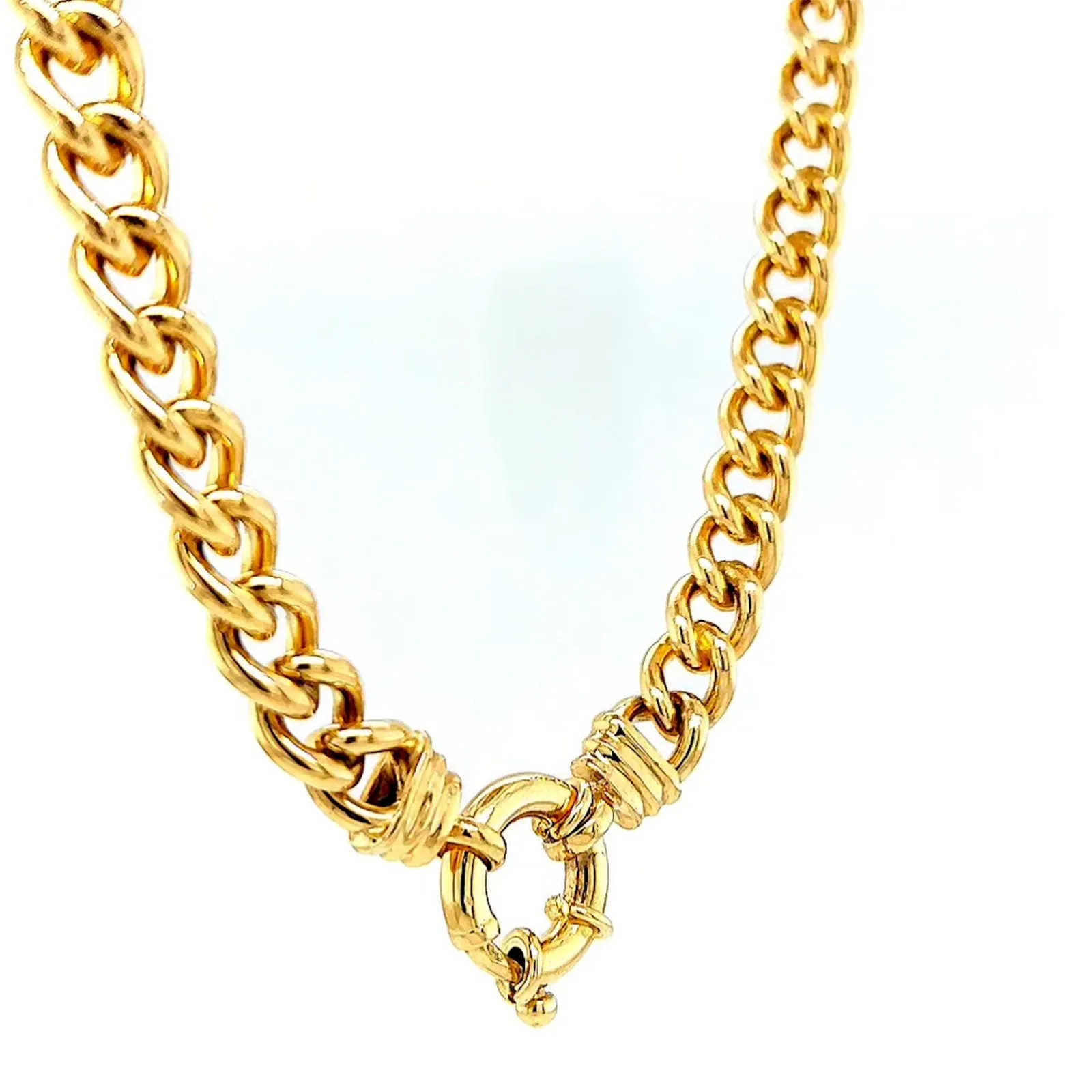9ct Yellow Gold Silver Filled 50cm Curb with Bolt Ring Necklace