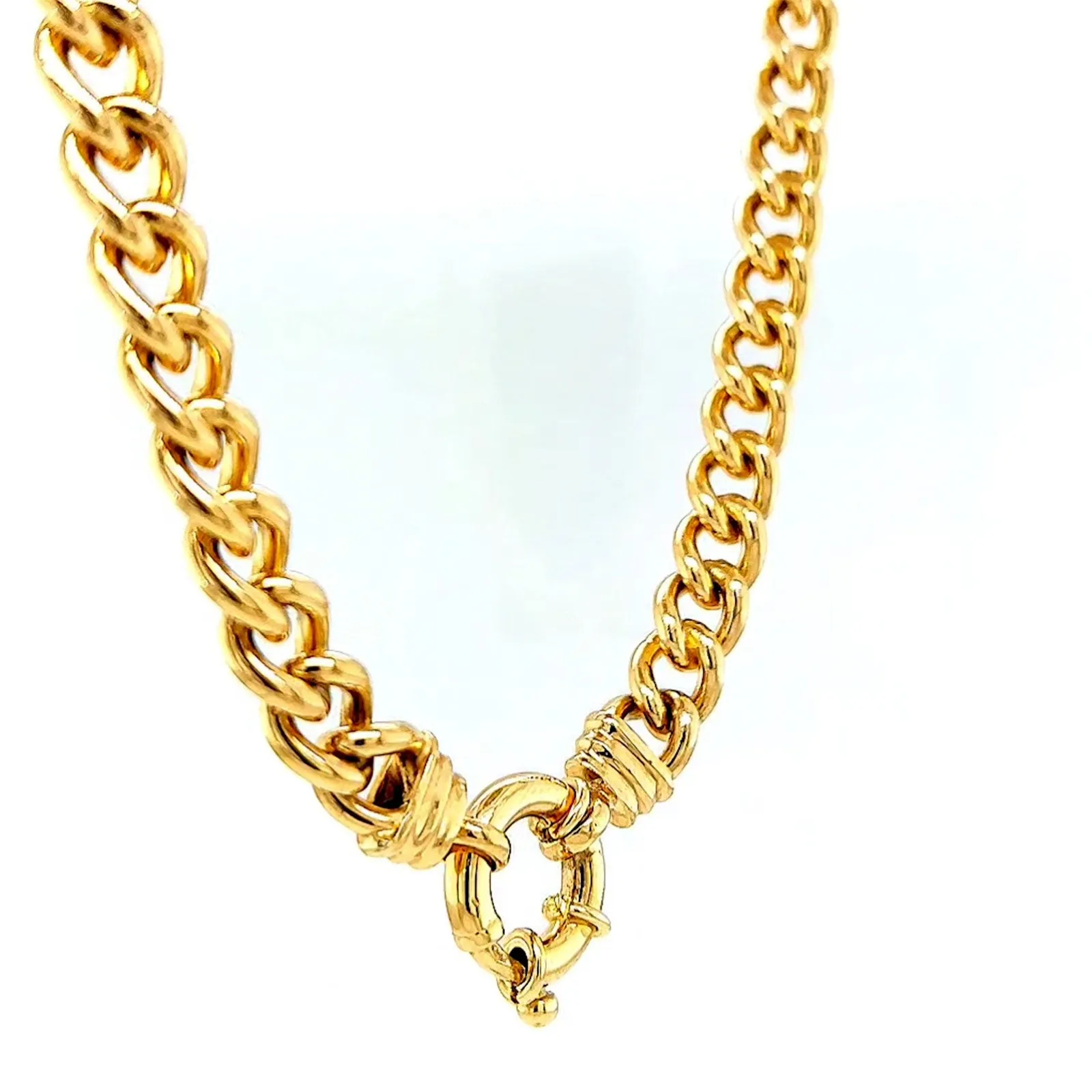 9ct Yellow Gold Silver Filled 50cm Curb with Bolt Ring Necklace