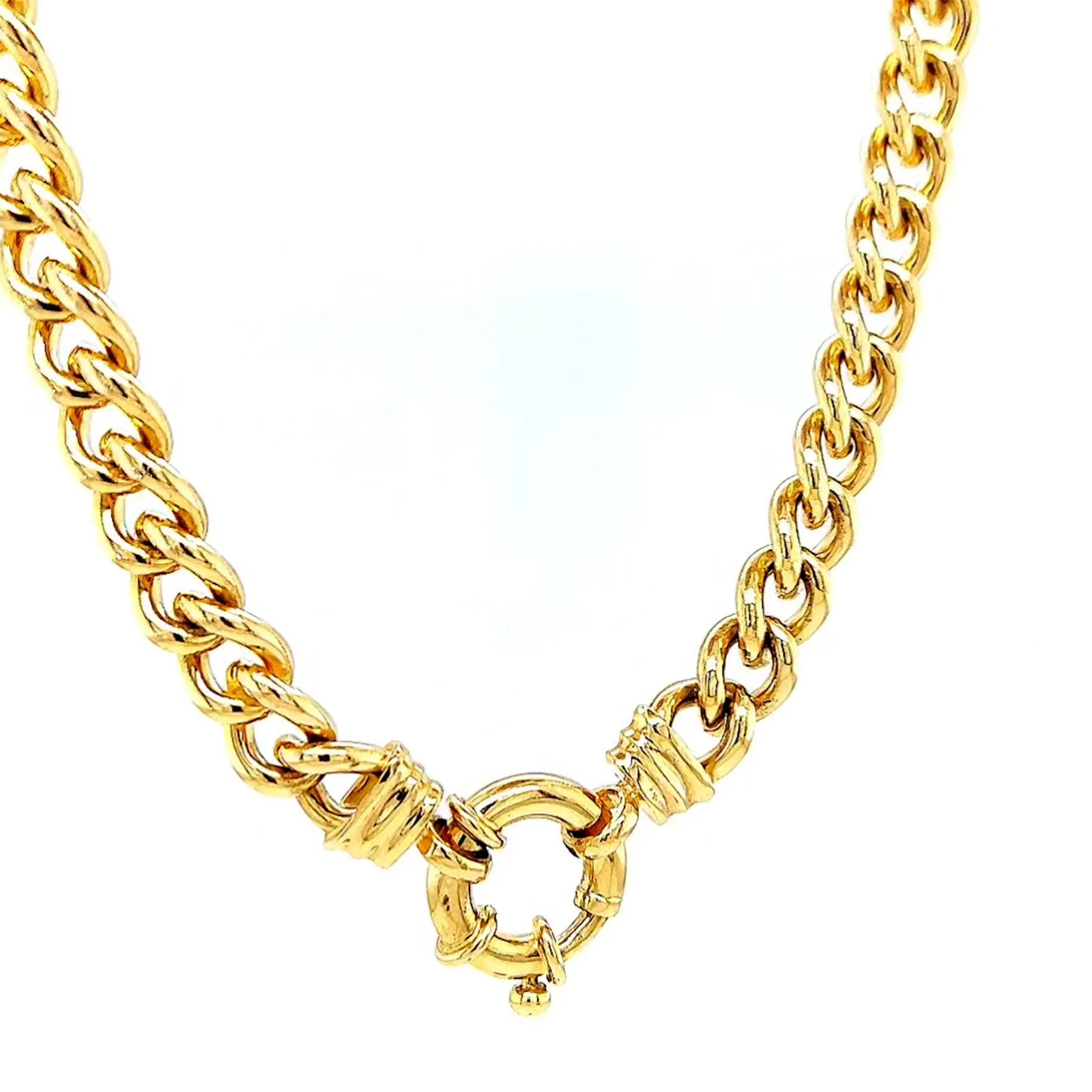 9ct Yellow Gold Silver Filled 50cm Curb with Bolt Ring Necklace