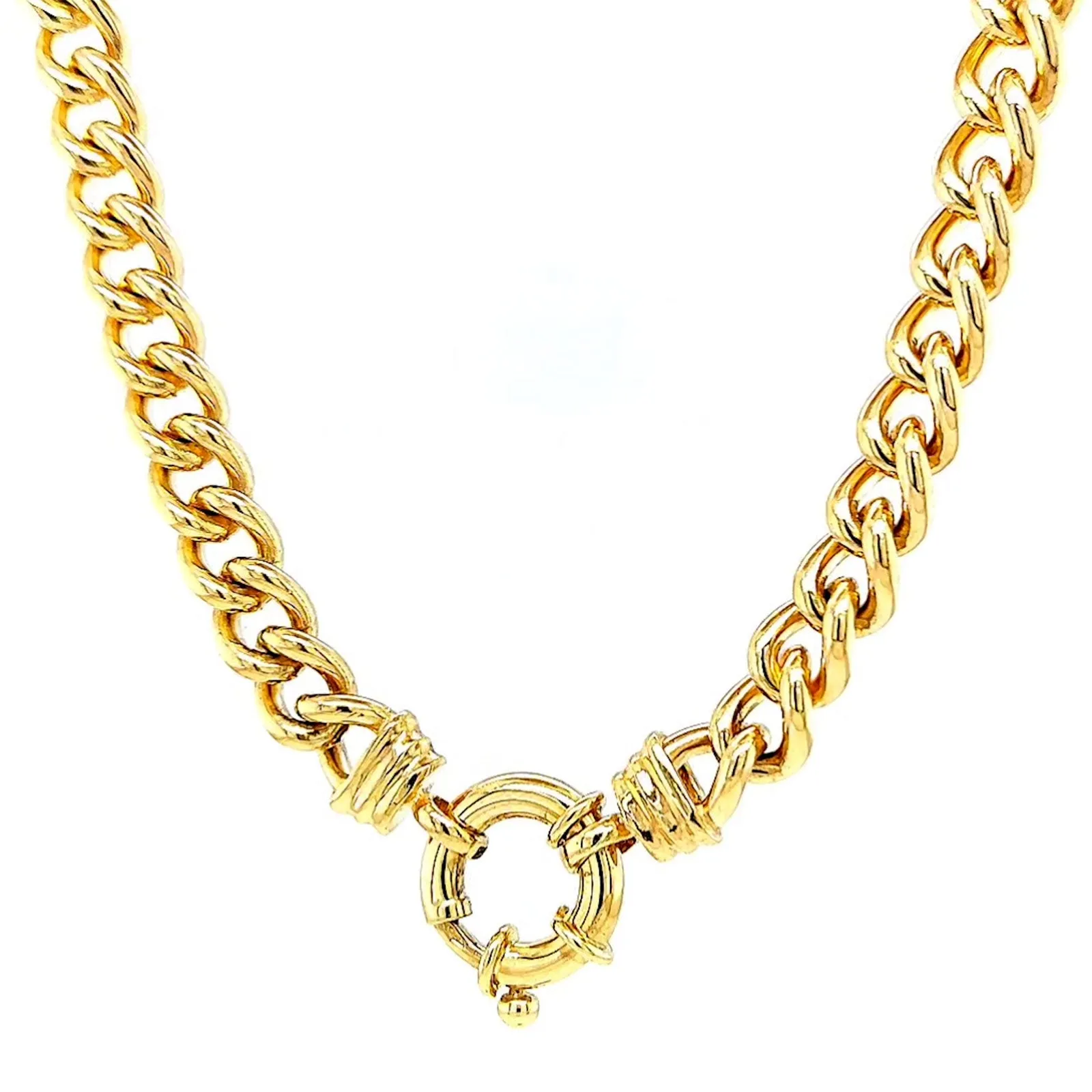 9ct Yellow Gold Silver Filled 50cm Curb with Bolt Ring Necklace