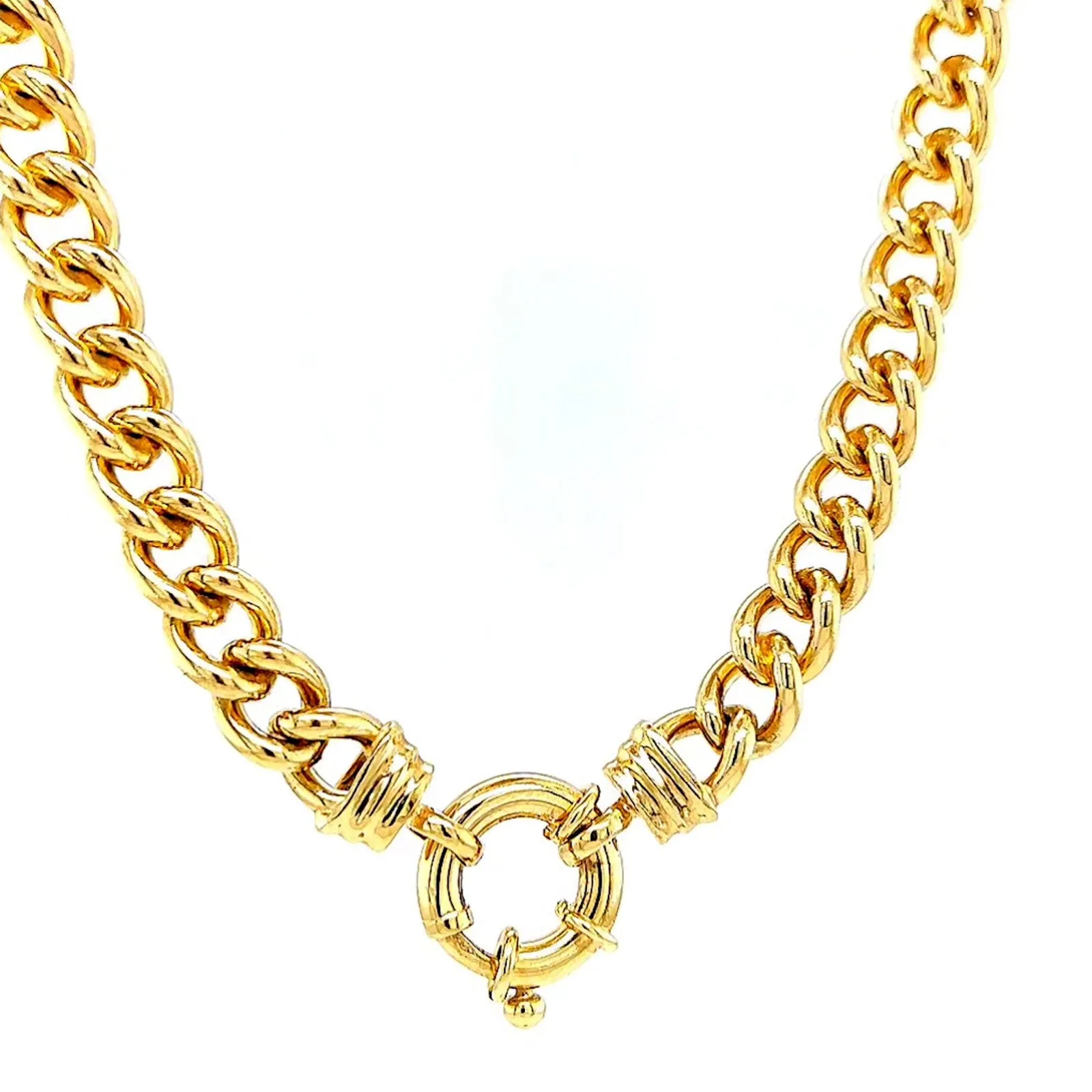 9ct Yellow Gold Silver Filled 50cm Curb with Bolt Ring Necklace