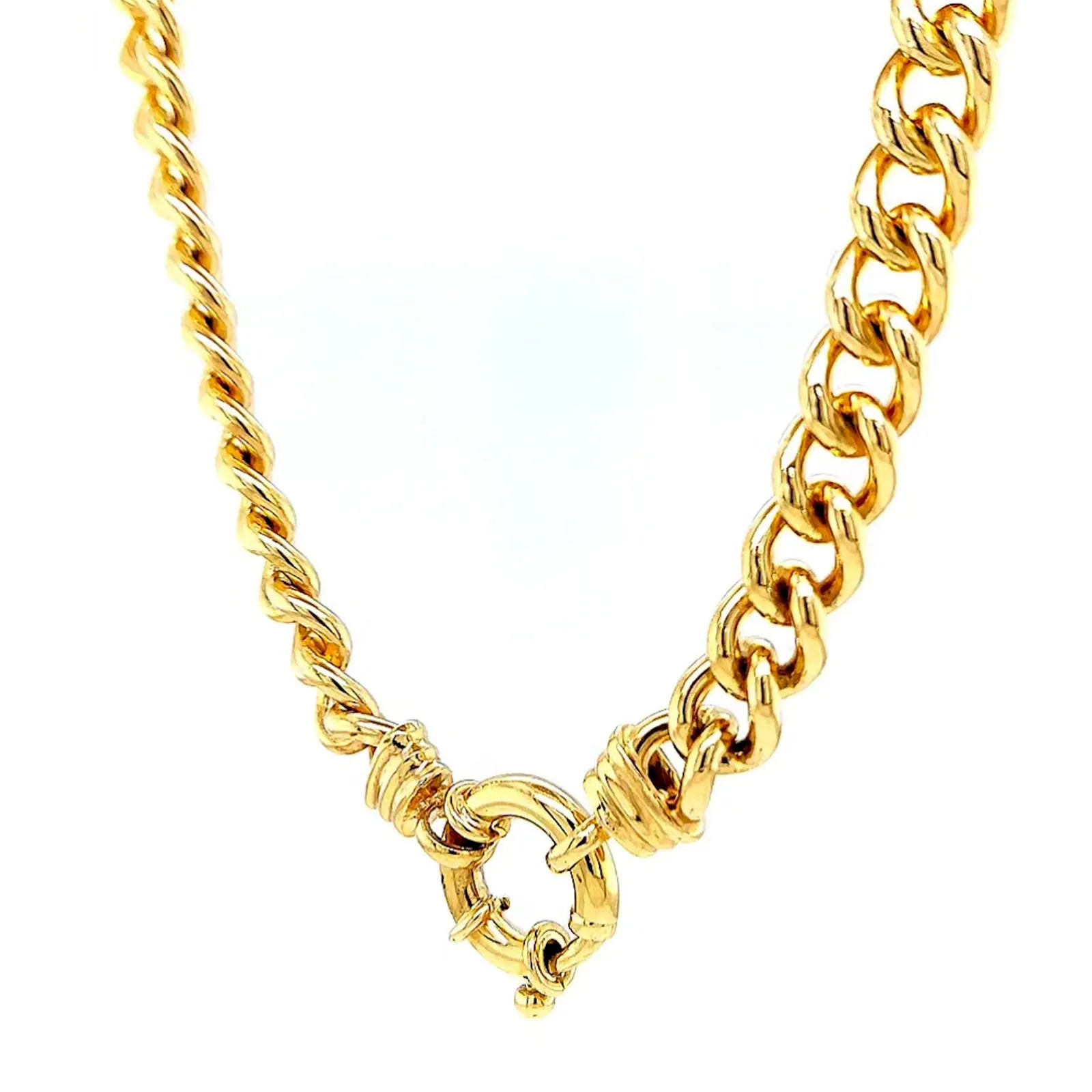 9ct Yellow Gold Silver Filled 50cm Curb with Bolt Ring Necklace