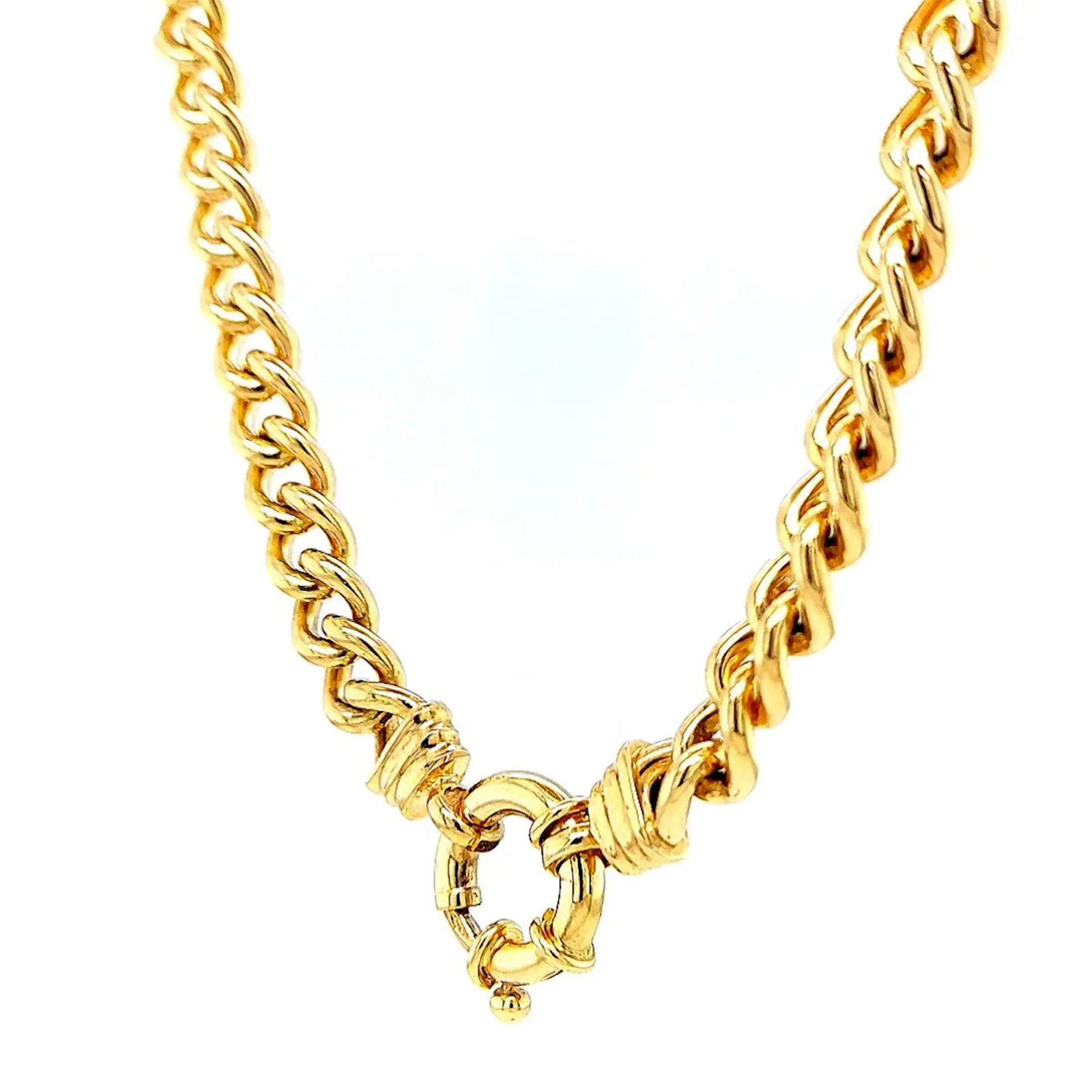 9ct Yellow Gold Silver Filled 50cm Curb with Bolt Ring Necklace