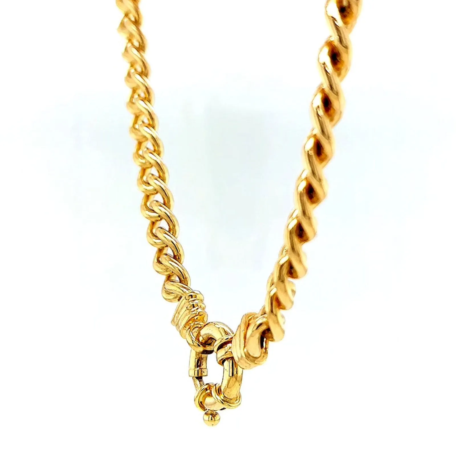 9ct Yellow Gold Silver Filled 50cm Curb with Bolt Ring Necklace