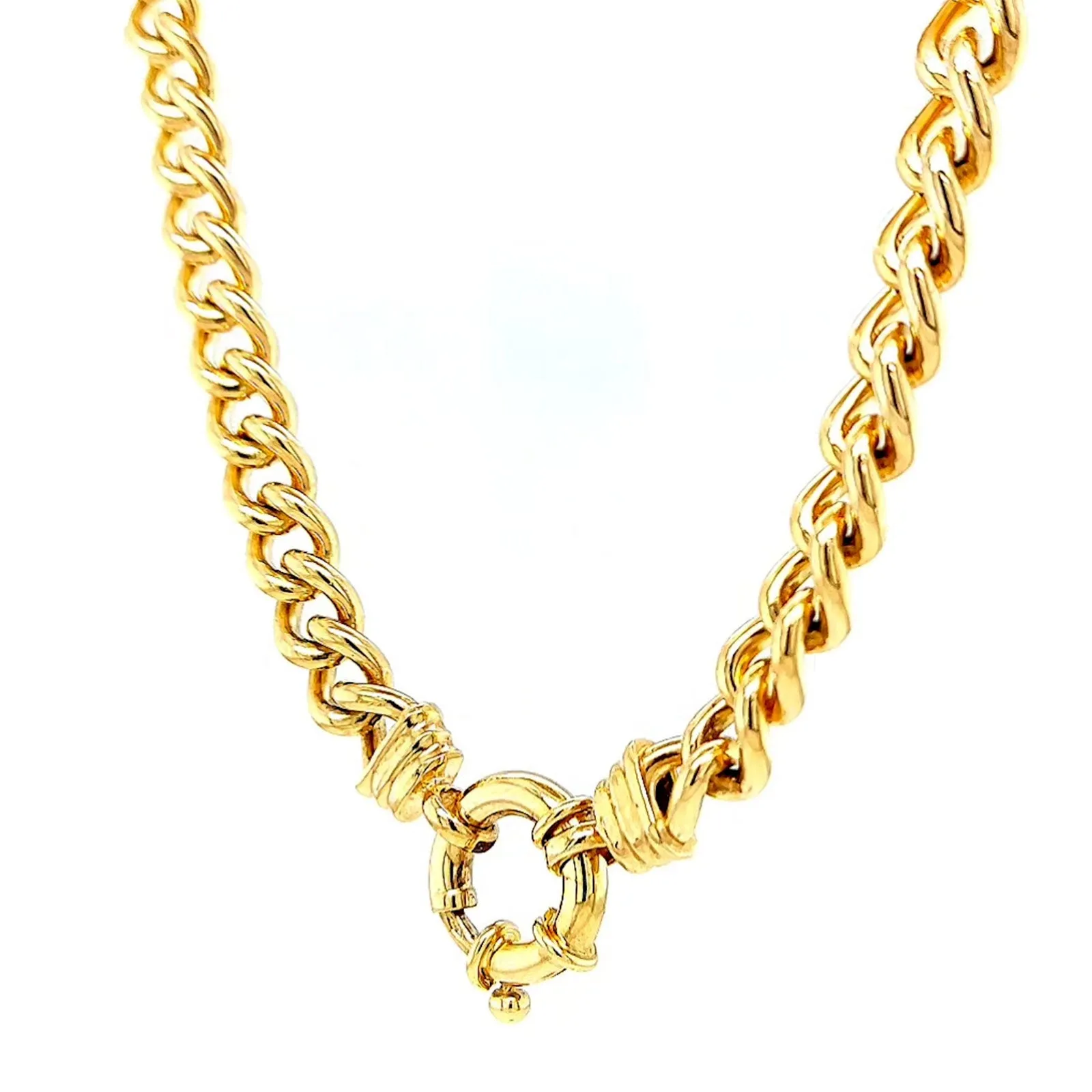 9ct Yellow Gold Silver Filled 50cm Curb with Bolt Ring Necklace