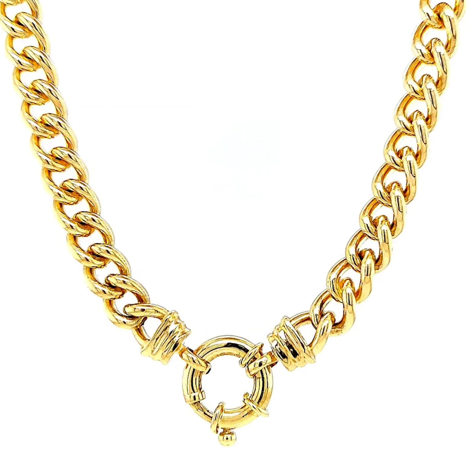 9ct Yellow Gold Silver Filled 50cm Curb with Bolt Ring Necklace