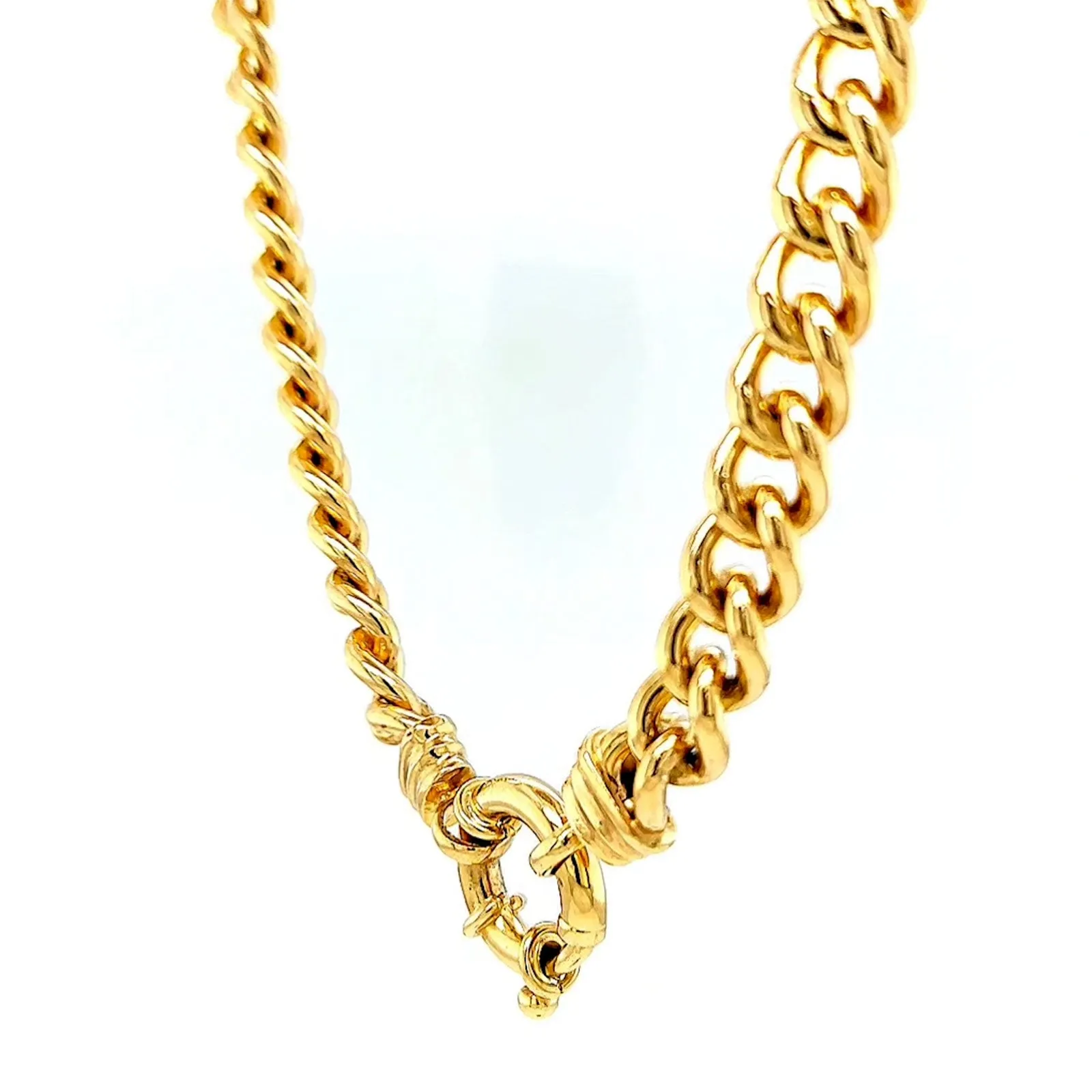9ct Yellow Gold Silver Filled 50cm Curb with Bolt Ring Necklace