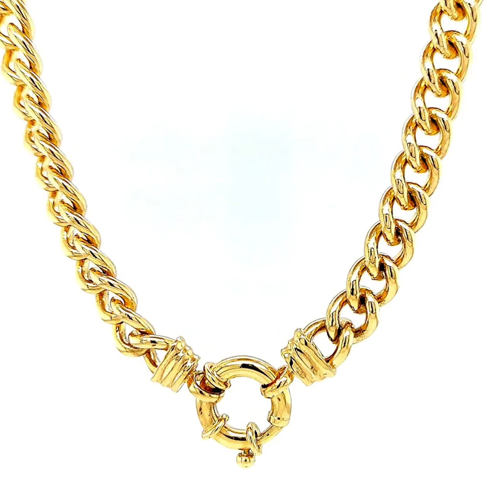 9ct Yellow Gold Silver Filled 50cm Curb with Bolt Ring Necklace