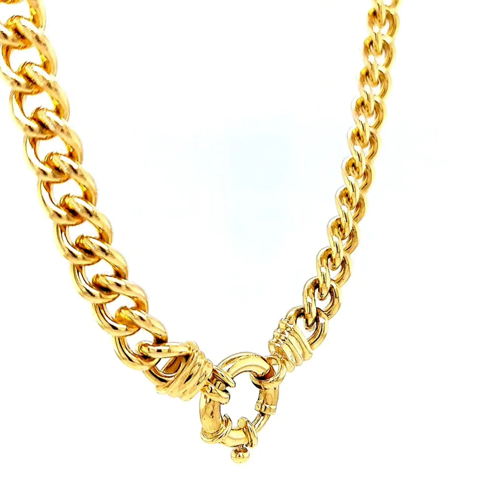 9ct Yellow Gold Silver Filled 50cm Curb with Bolt Ring Necklace