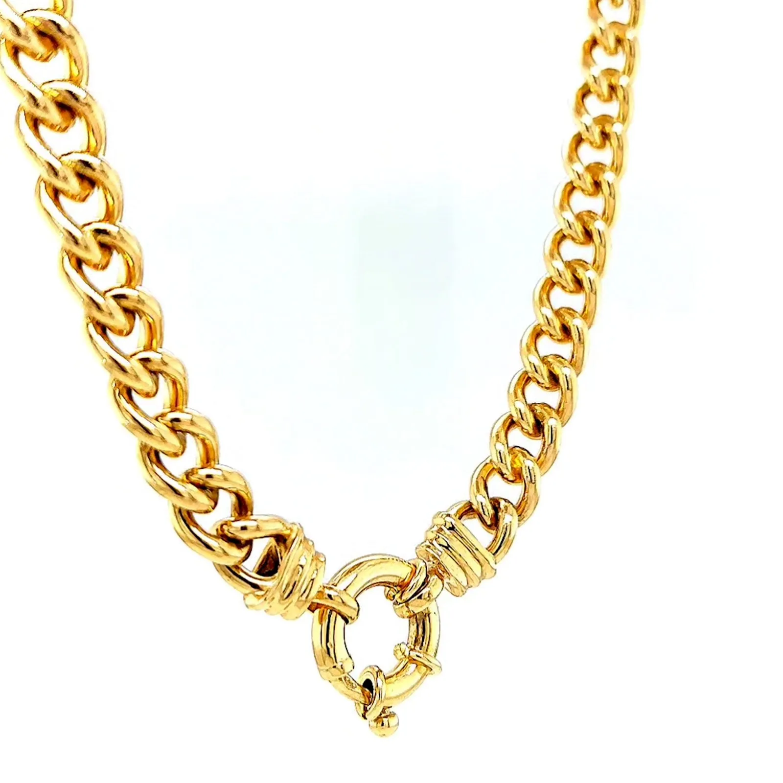 9ct Yellow Gold Silver Filled 50cm Curb with Bolt Ring Necklace