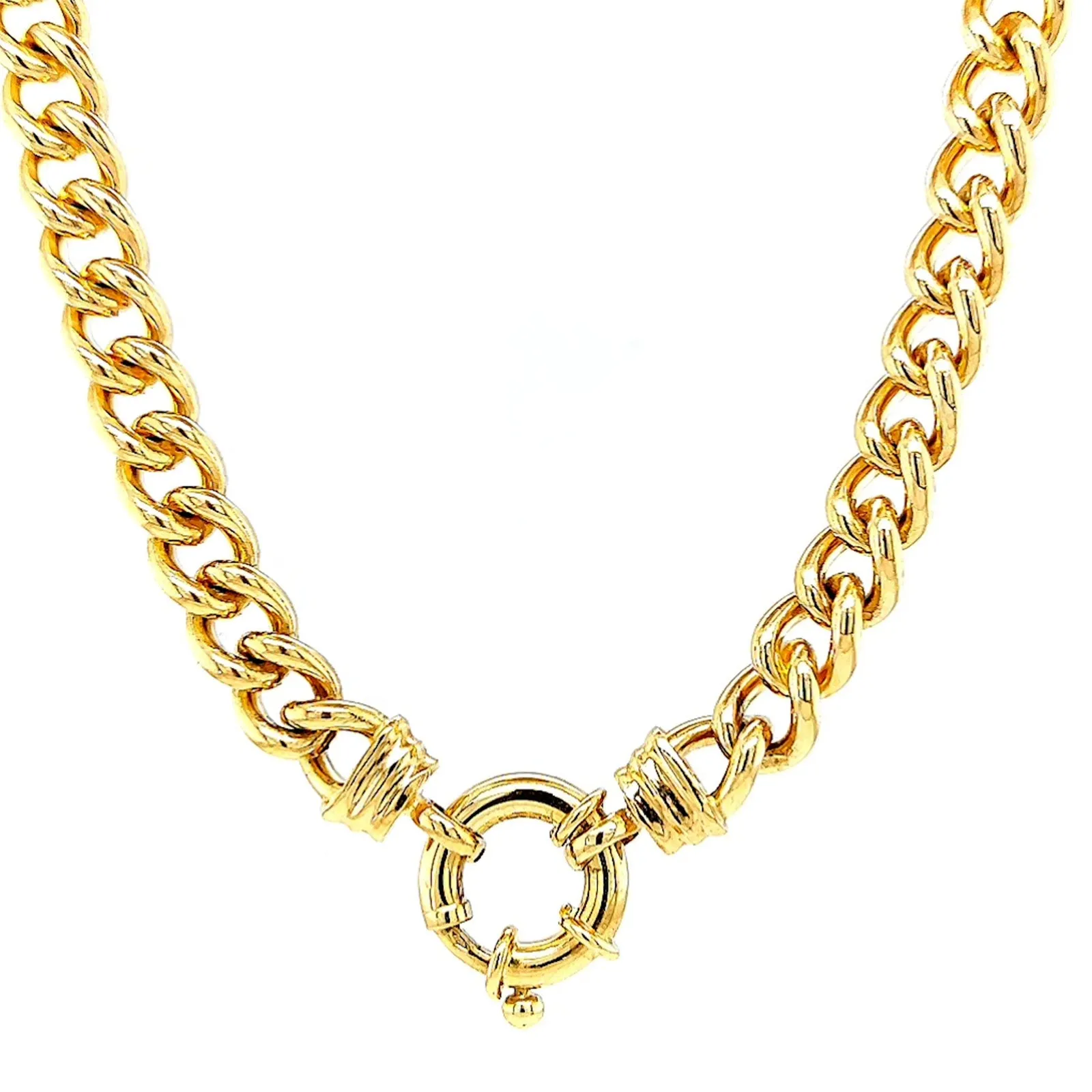 9ct Yellow Gold Silver Filled 50cm Curb with Bolt Ring Necklace