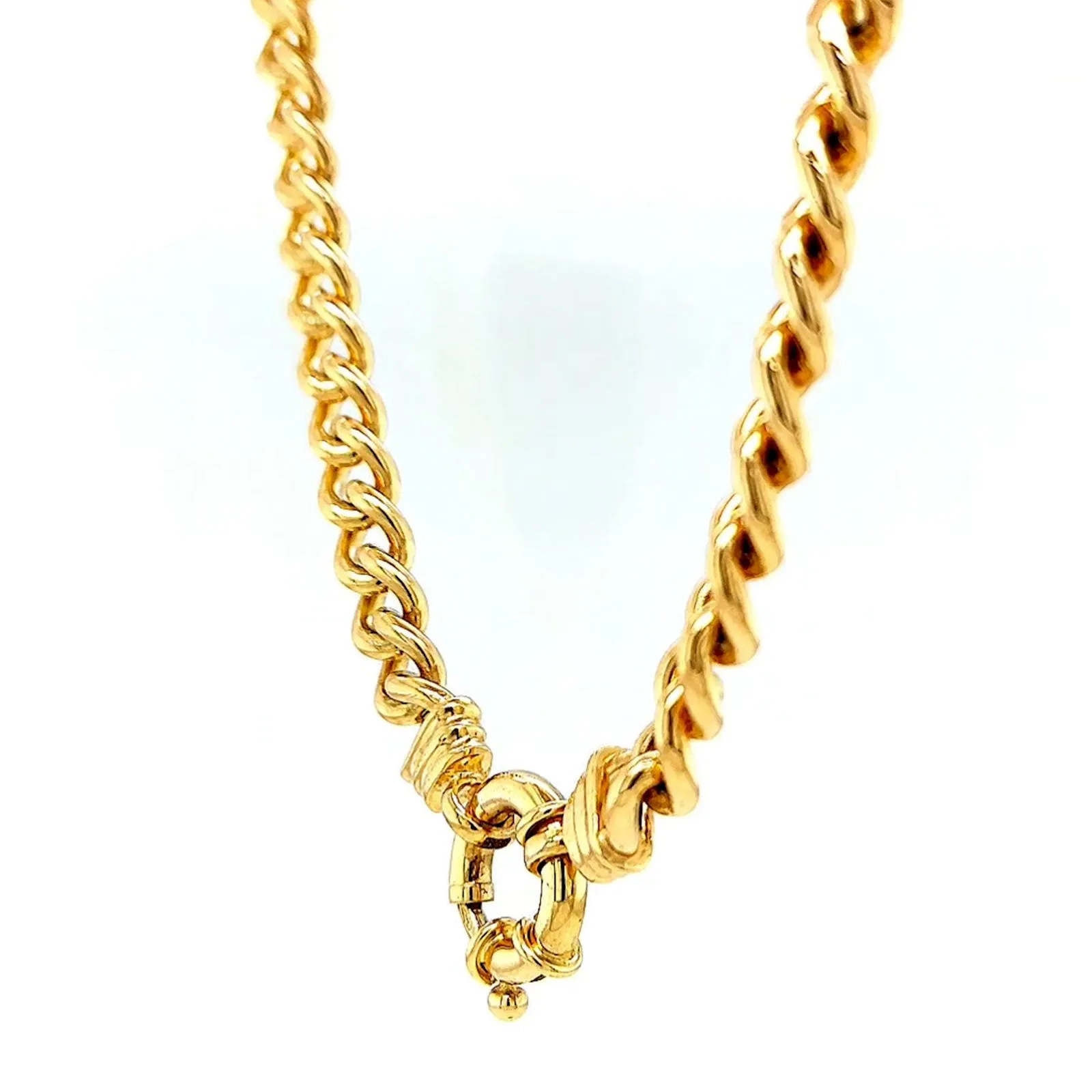 9ct Yellow Gold Silver Filled 50cm Curb with Bolt Ring Necklace