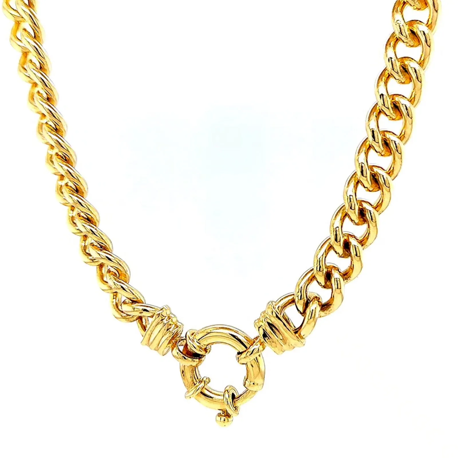 9ct Yellow Gold Silver Filled 50cm Curb with Bolt Ring Necklace