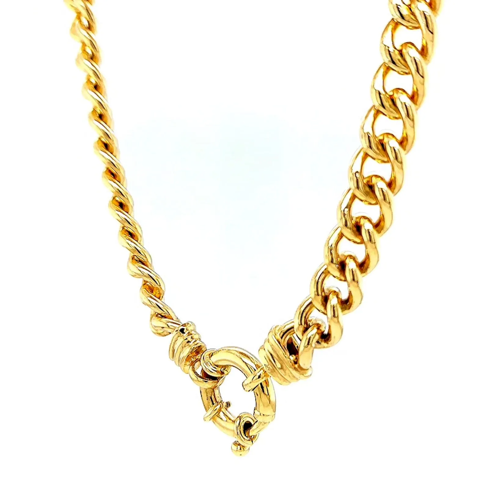 9ct Yellow Gold Silver Filled 50cm Curb with Bolt Ring Necklace
