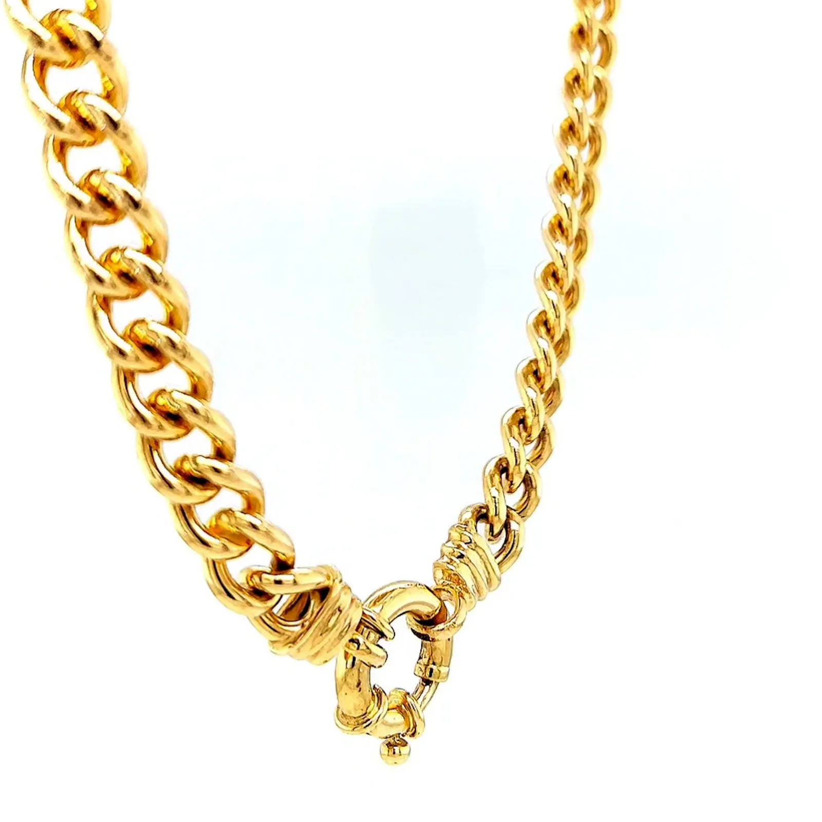 9ct Yellow Gold Silver Filled 50cm Curb with Bolt Ring Necklace