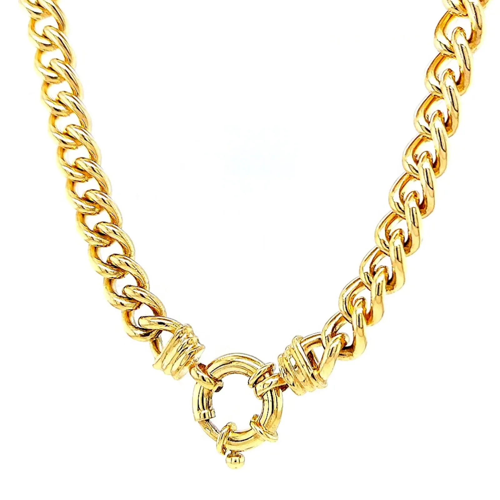 9ct Yellow Gold Silver Filled 50cm Curb with Bolt Ring Necklace