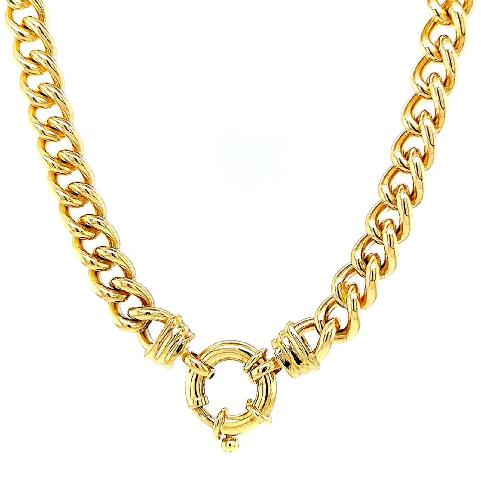9ct Yellow Gold Silver Filled 50cm Curb with Bolt Ring Necklace