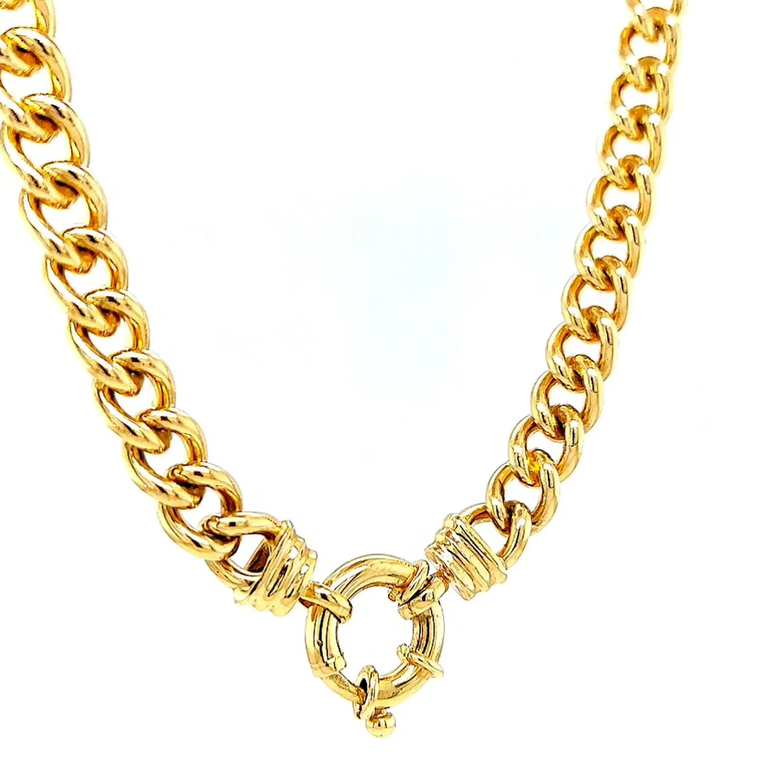 9ct Yellow Gold Silver Filled 50cm Curb with Bolt Ring Necklace