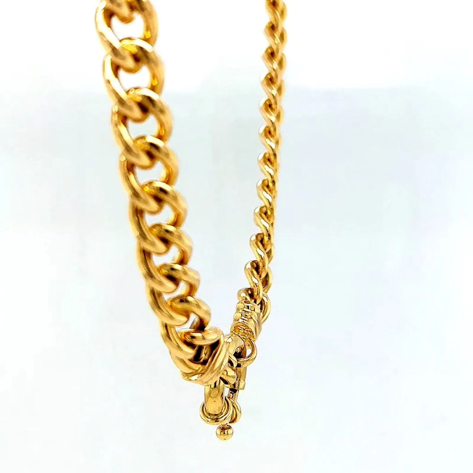 9ct Yellow Gold Silver Filled 50cm Curb with Bolt Ring Necklace